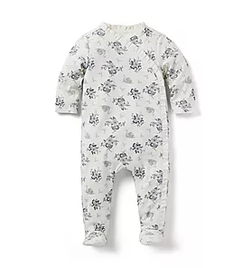 Baby Swan Floral Wrap Footed One-Piece