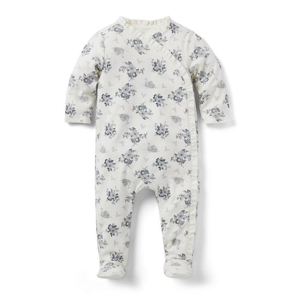 Janie and Jack Baby Swan Floral Wrap Footed One-Piece