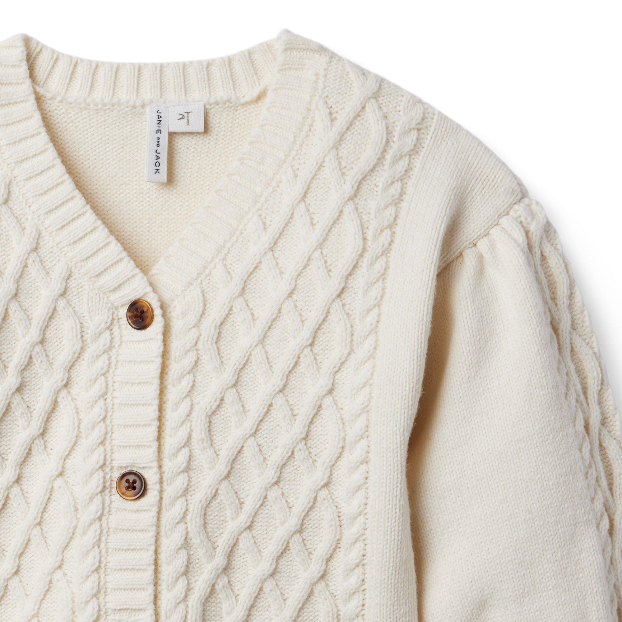 Girls Cream Cable Knit Cardigan