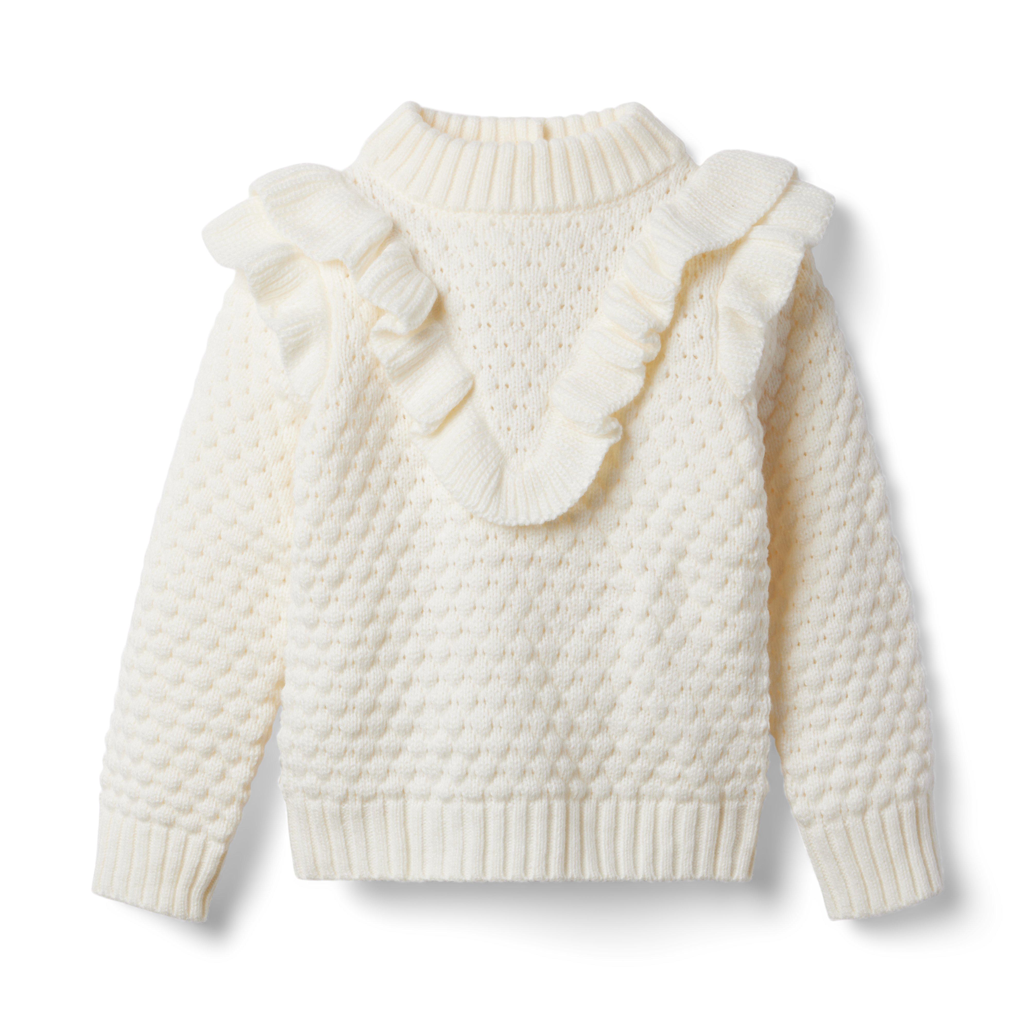 Girl Cream And Sugar Textured Ruffle Sweater by Janie and Jack