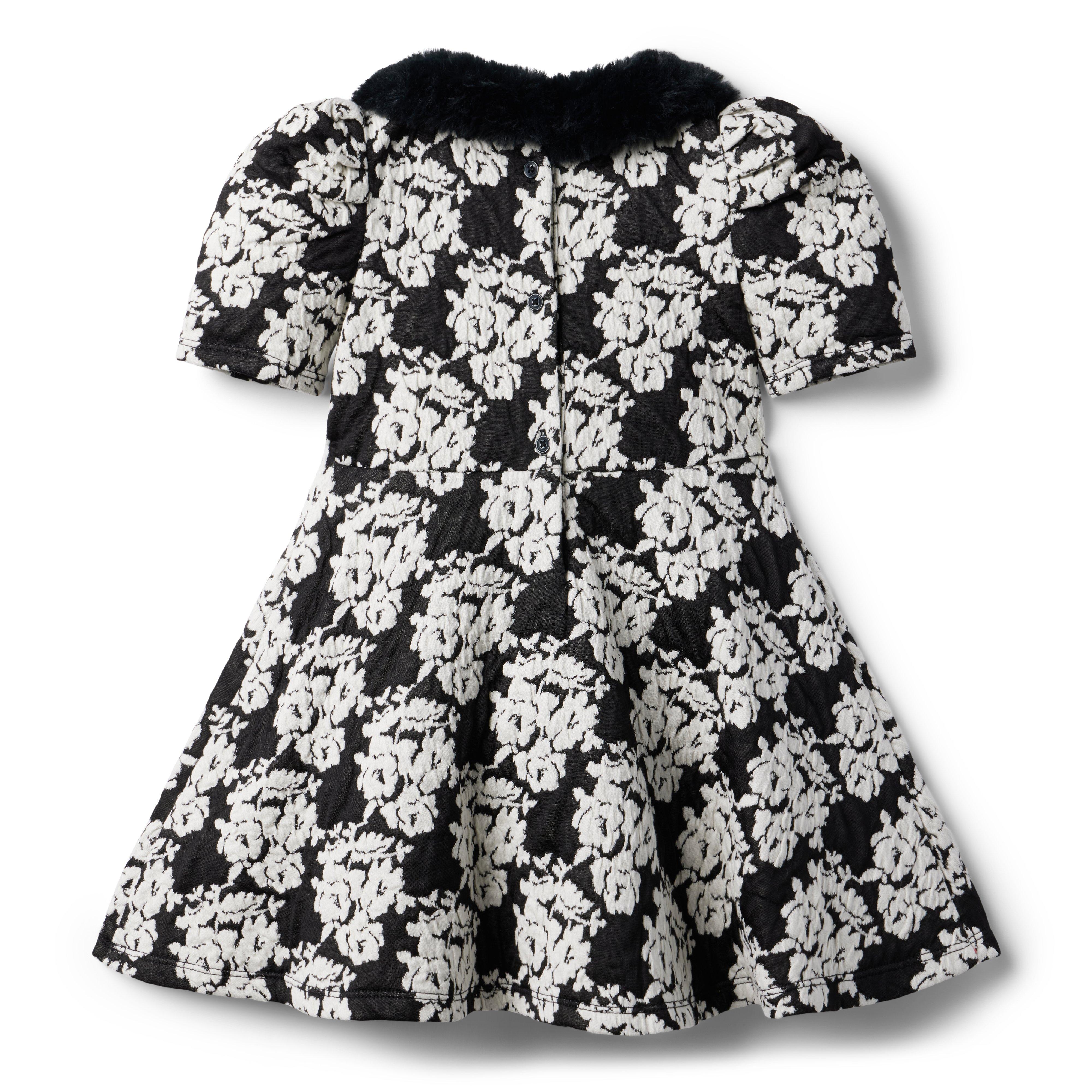 Faux Fur Floral Jacquard Dress image number 3