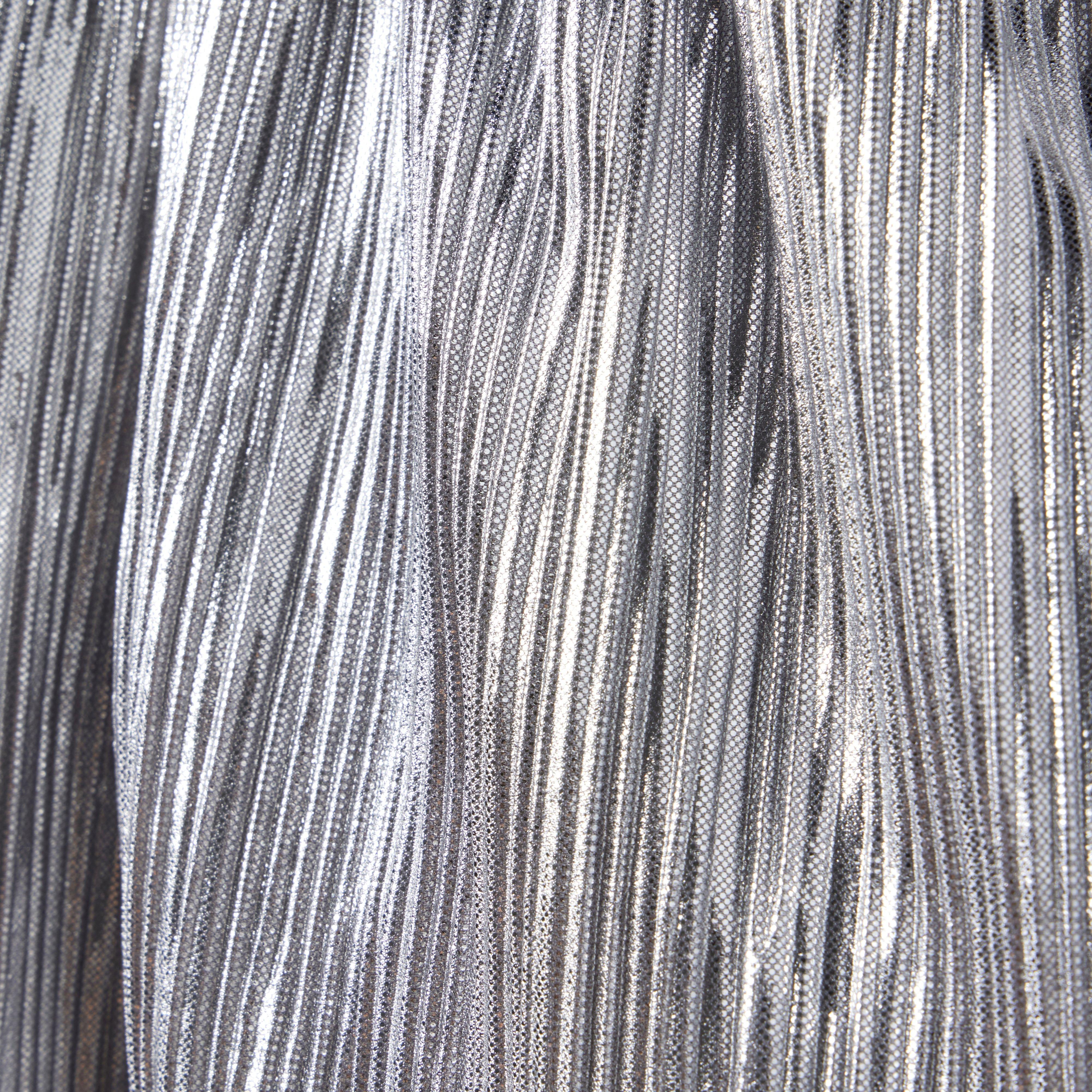 Metallic Plisse Puff Sleeve Dress image number 2