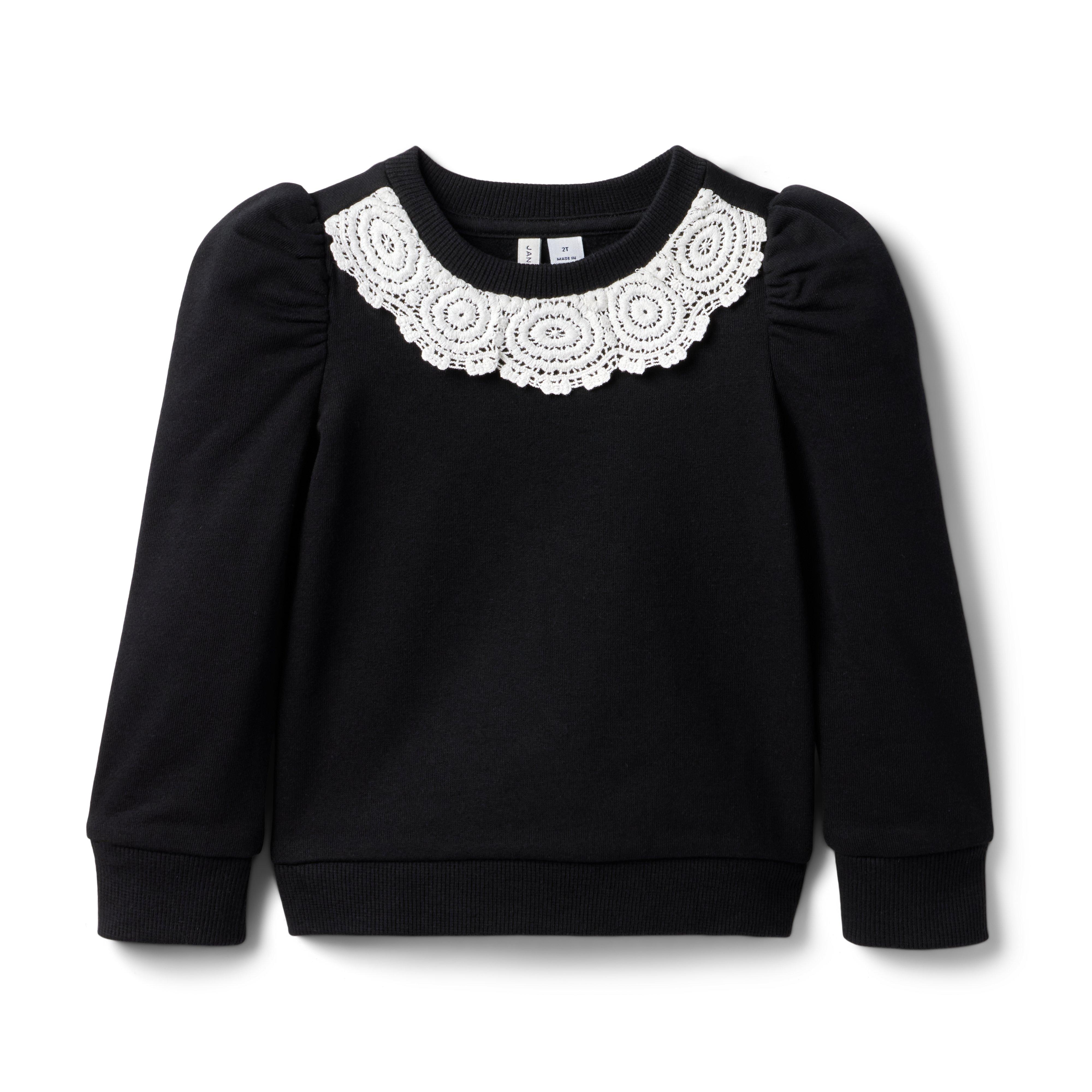 Lace Collar Puff Sleeve Sweatshirt image number 0