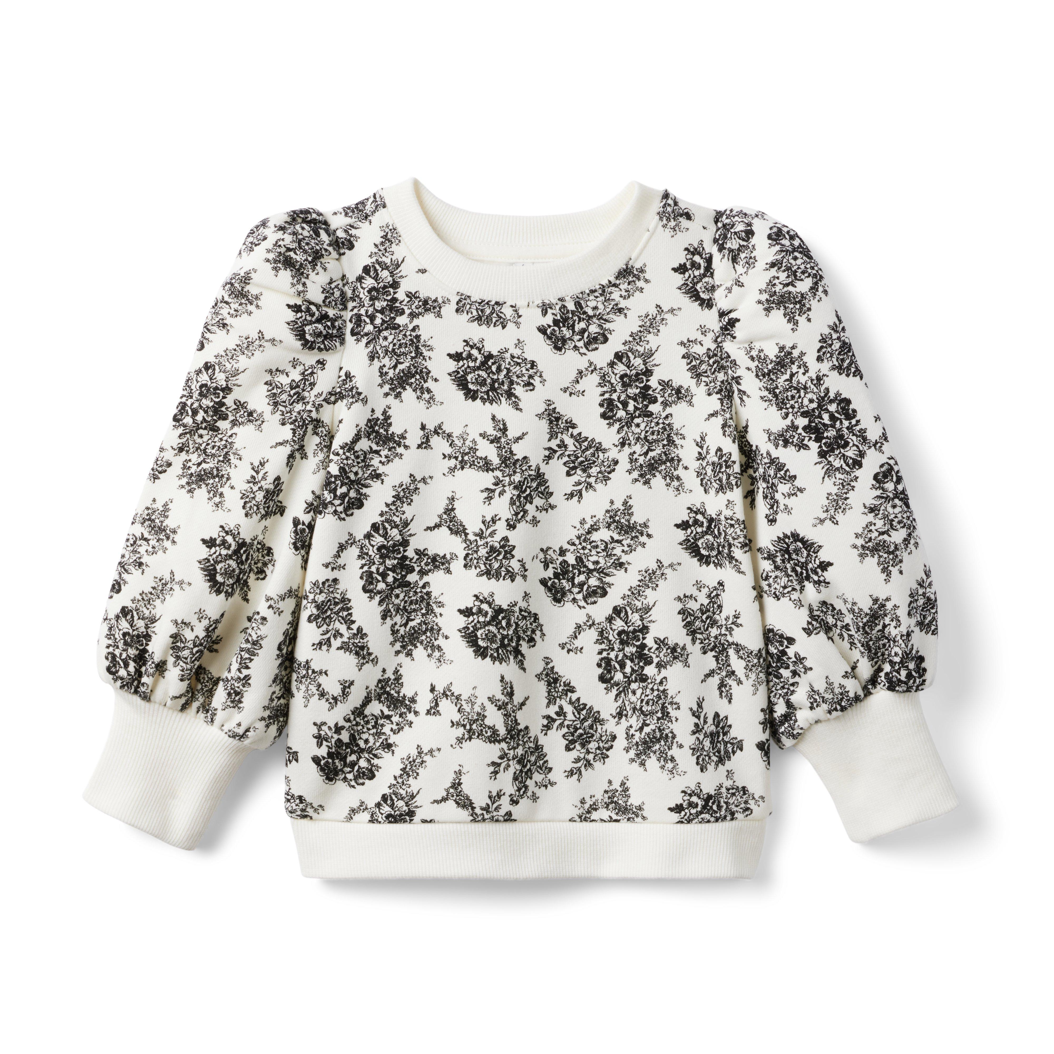 Floral Toile Puff Sleeve Sweatshirt