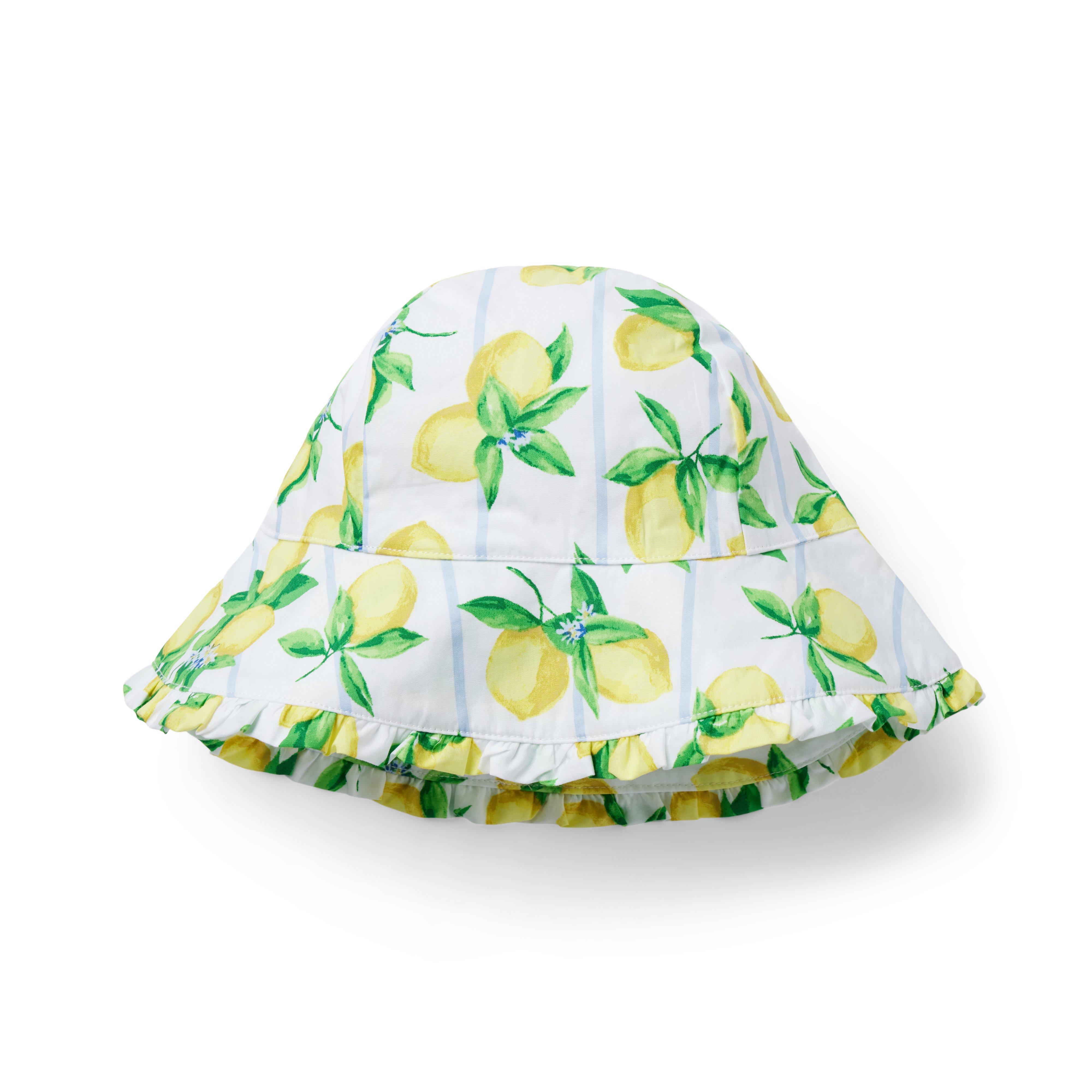 Lemon Stripe Ruffle Bucket Hat