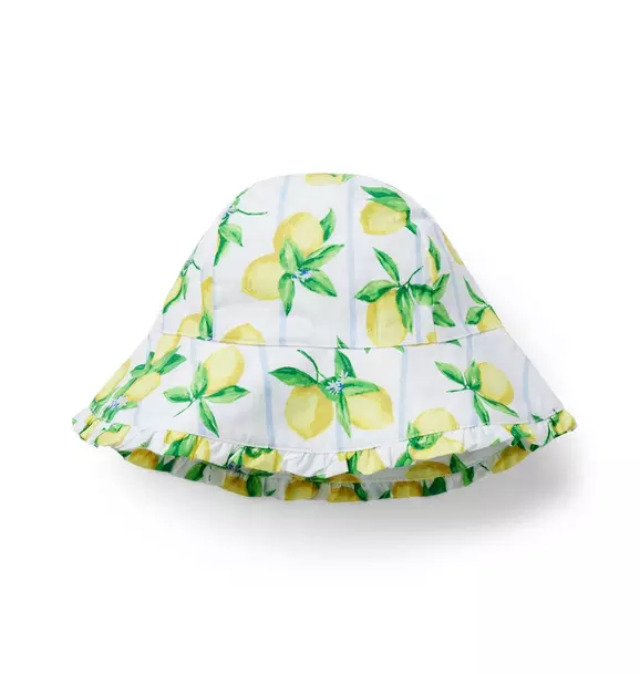 Lemon Stripe Ruffle Bucket Hat