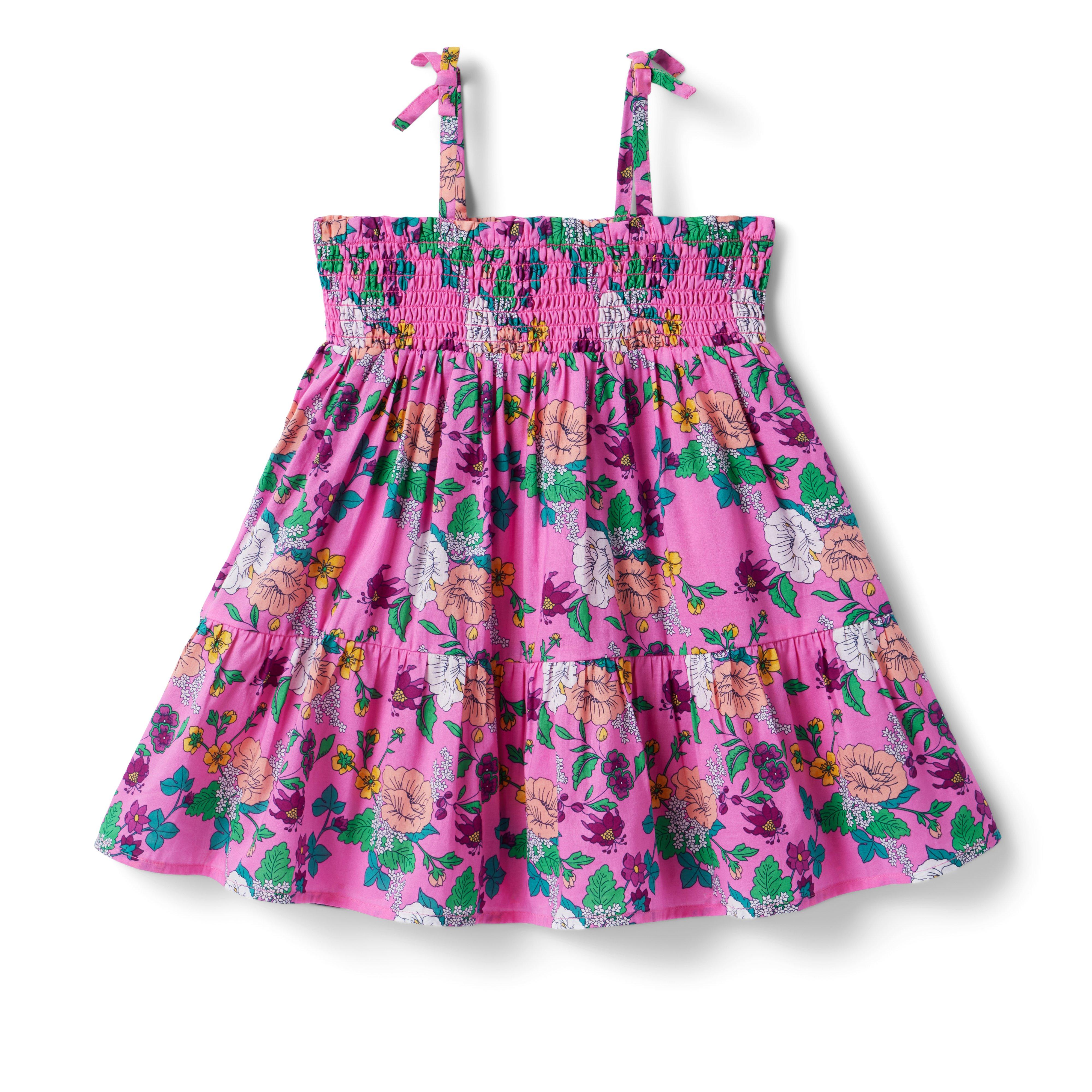 Girl Phlox Pink Floral The Leilani Palm Smocked Sundress by Janie and Jack