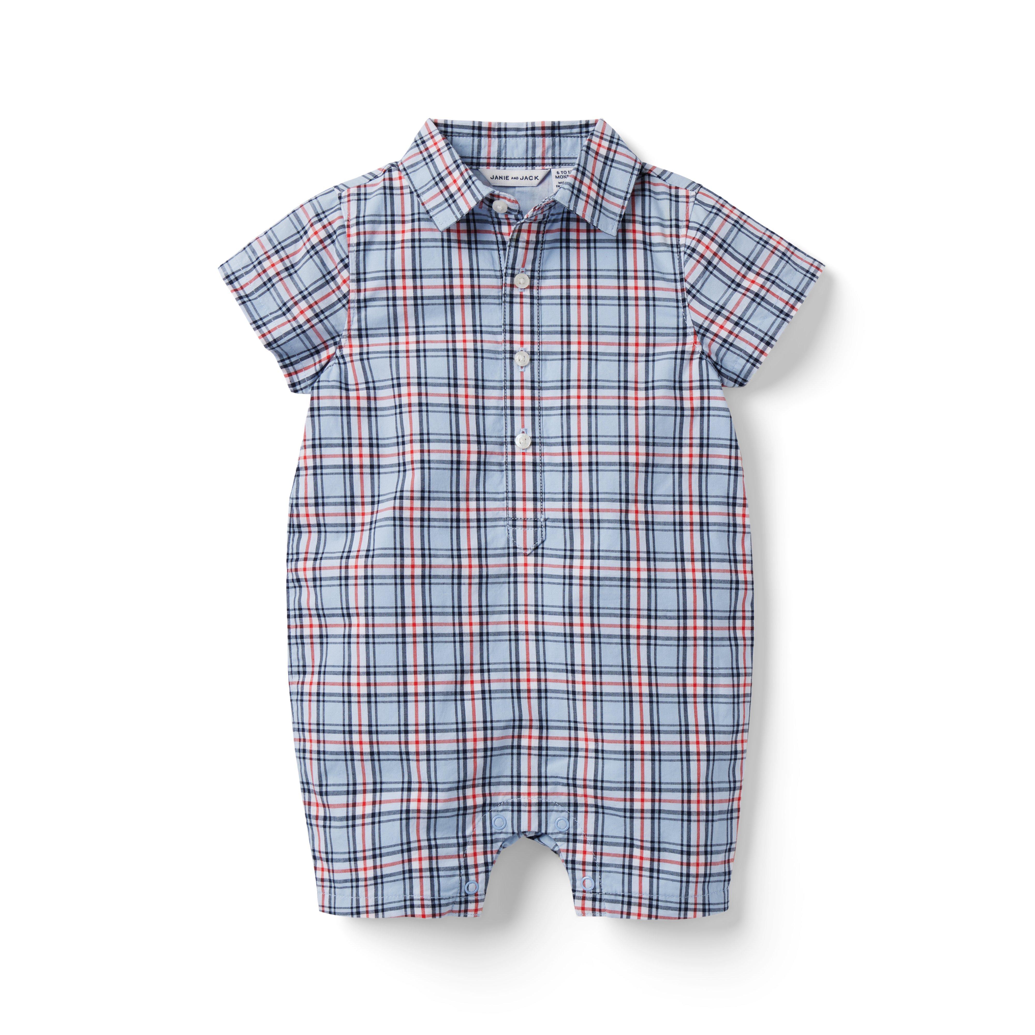 Baby Plaid Poplin Romper image number 0