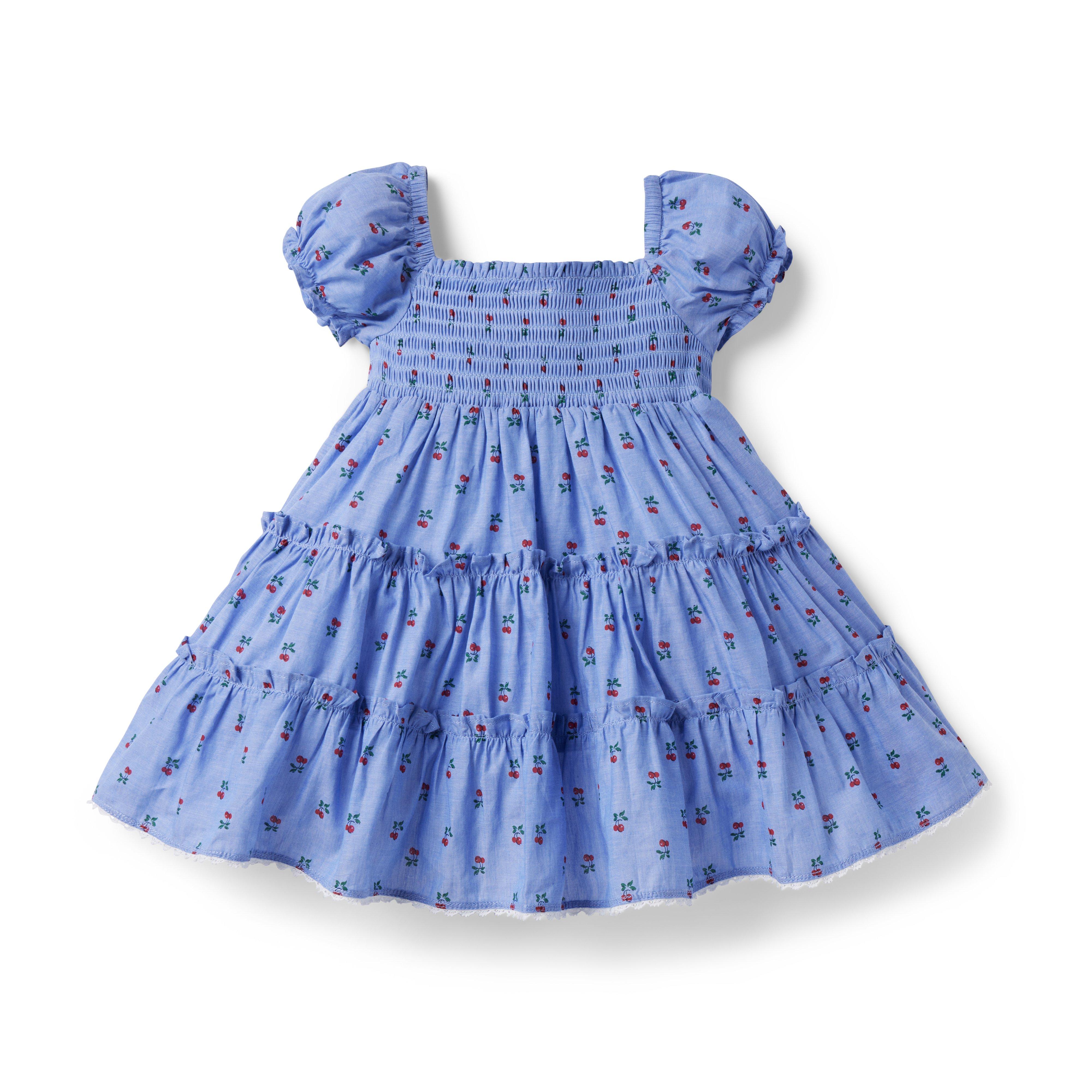 The Abigail Cherry Smocked Baby Dress image number 1