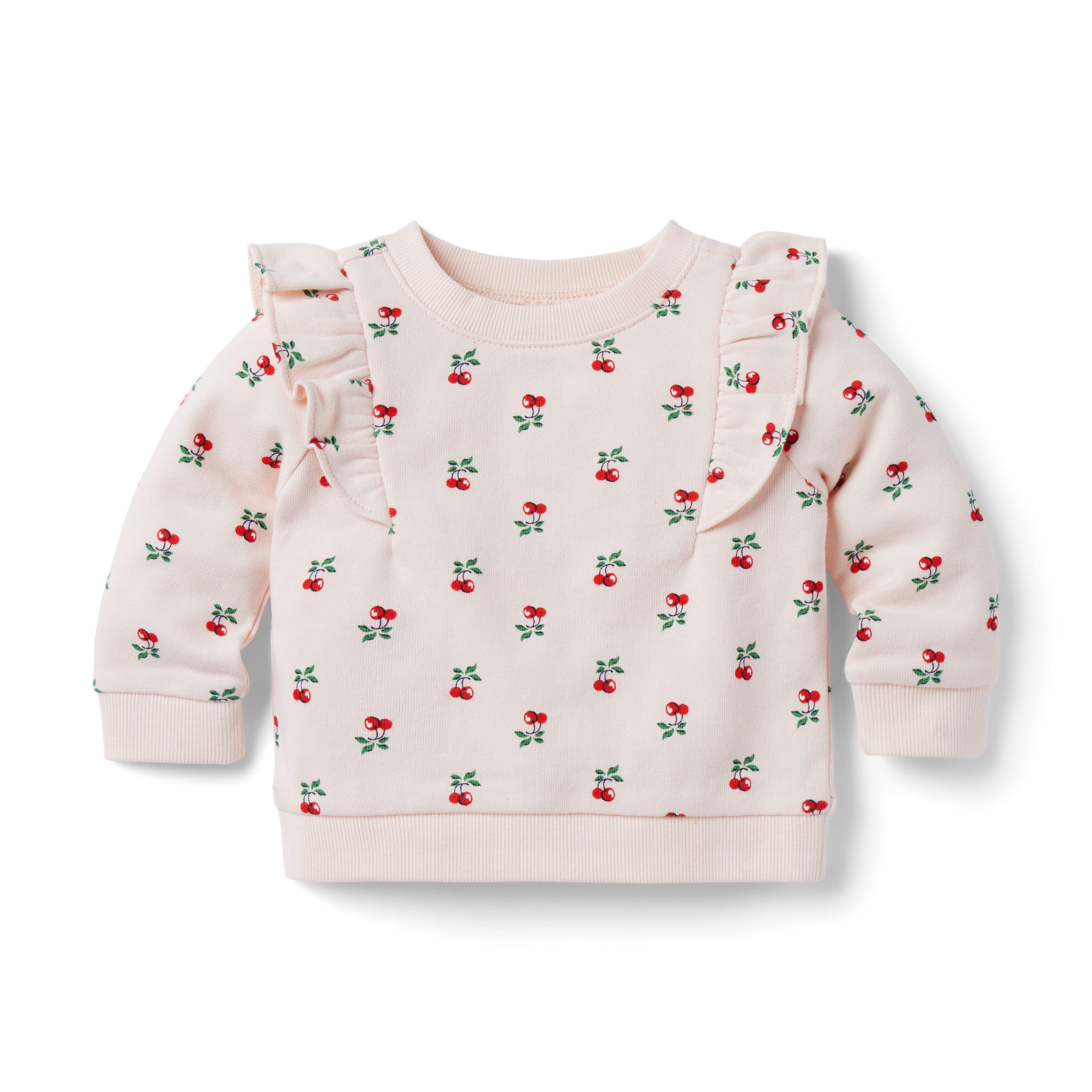 Newborn Pearl Cherry Baby Cherry Ruffle French Terry Sweatshirt by