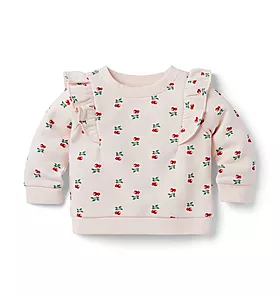 Baby Cherry Ruffle French Terry Sweatshirt