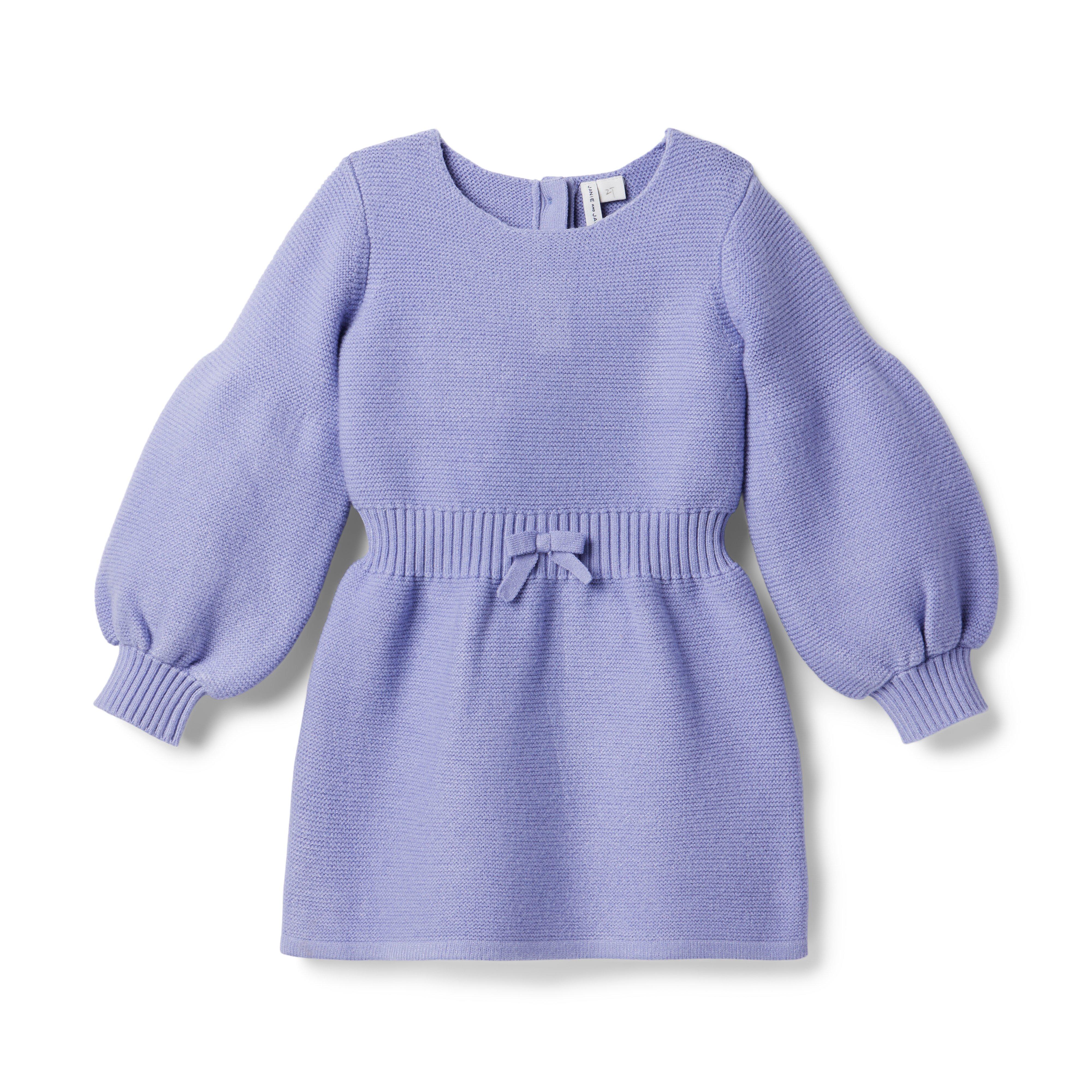 Girl Sweet Lavender Puff Sleeve Sweater Dress by Janie and Jack