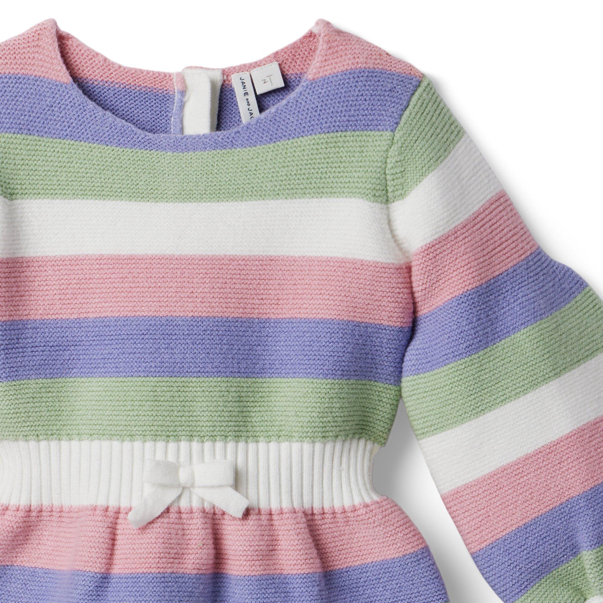 Striped Puff Sleeve Sweater Dress image number 3