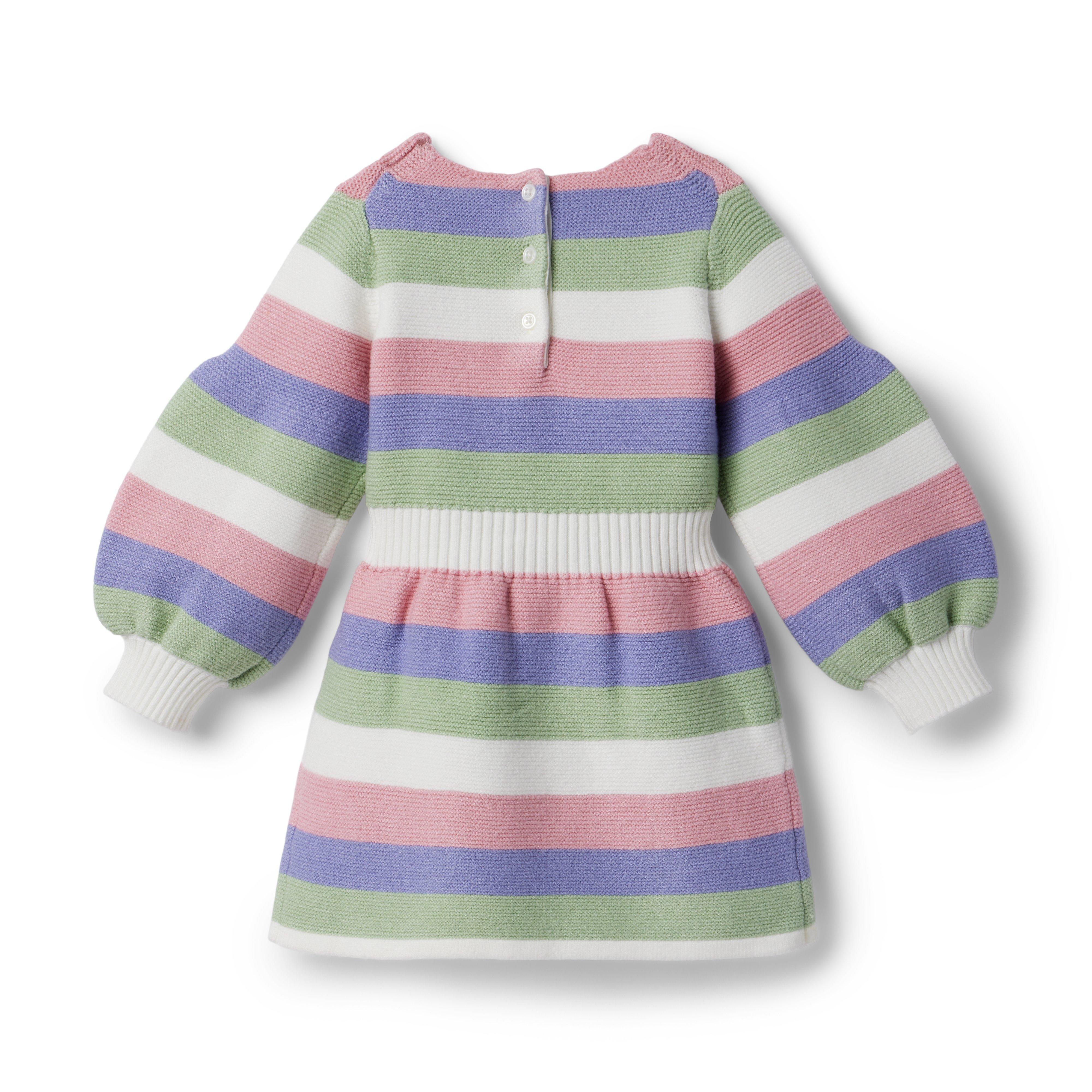 Striped Puff Sleeve Sweater Dress image number 1