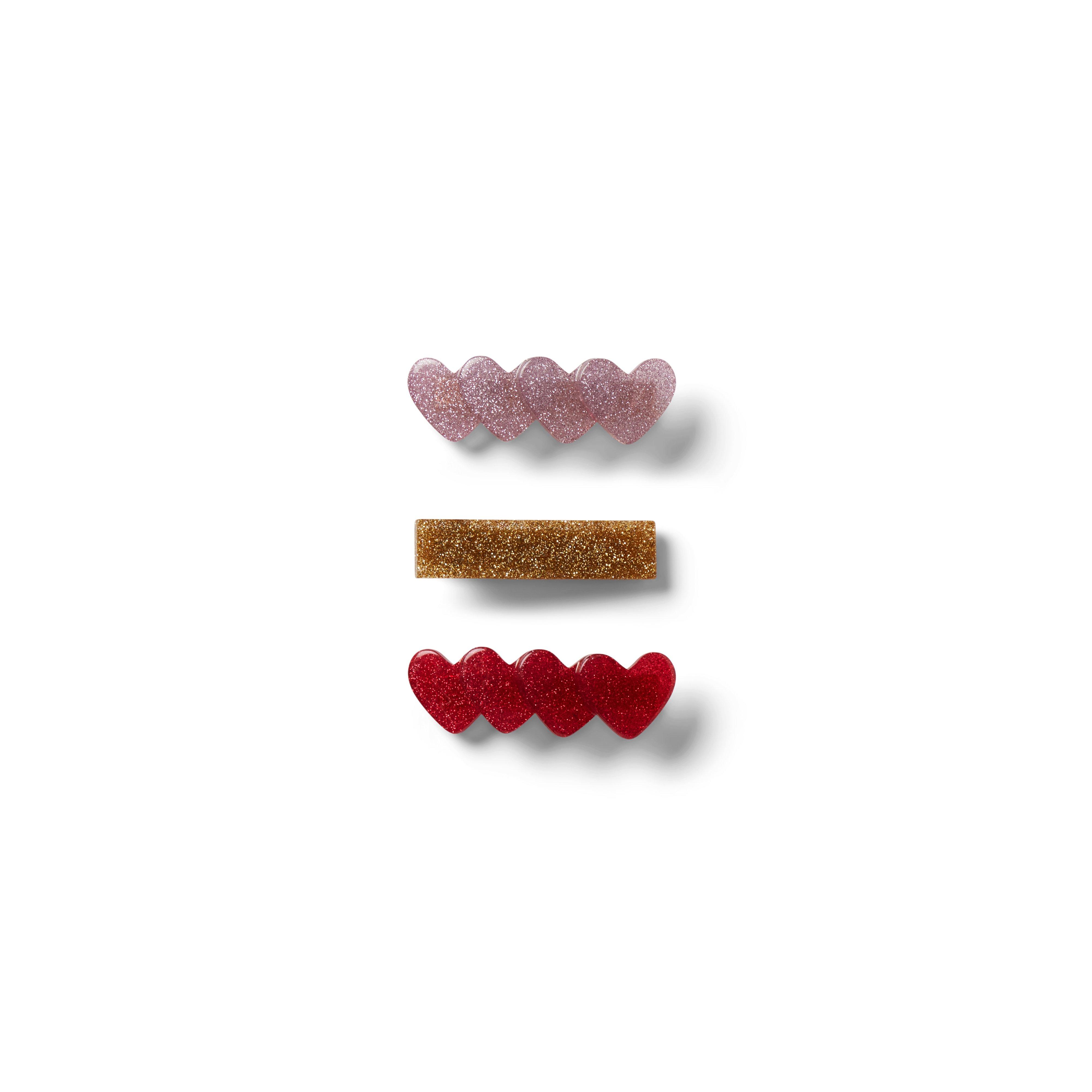 Glitter Heart Barrette Set image number 0