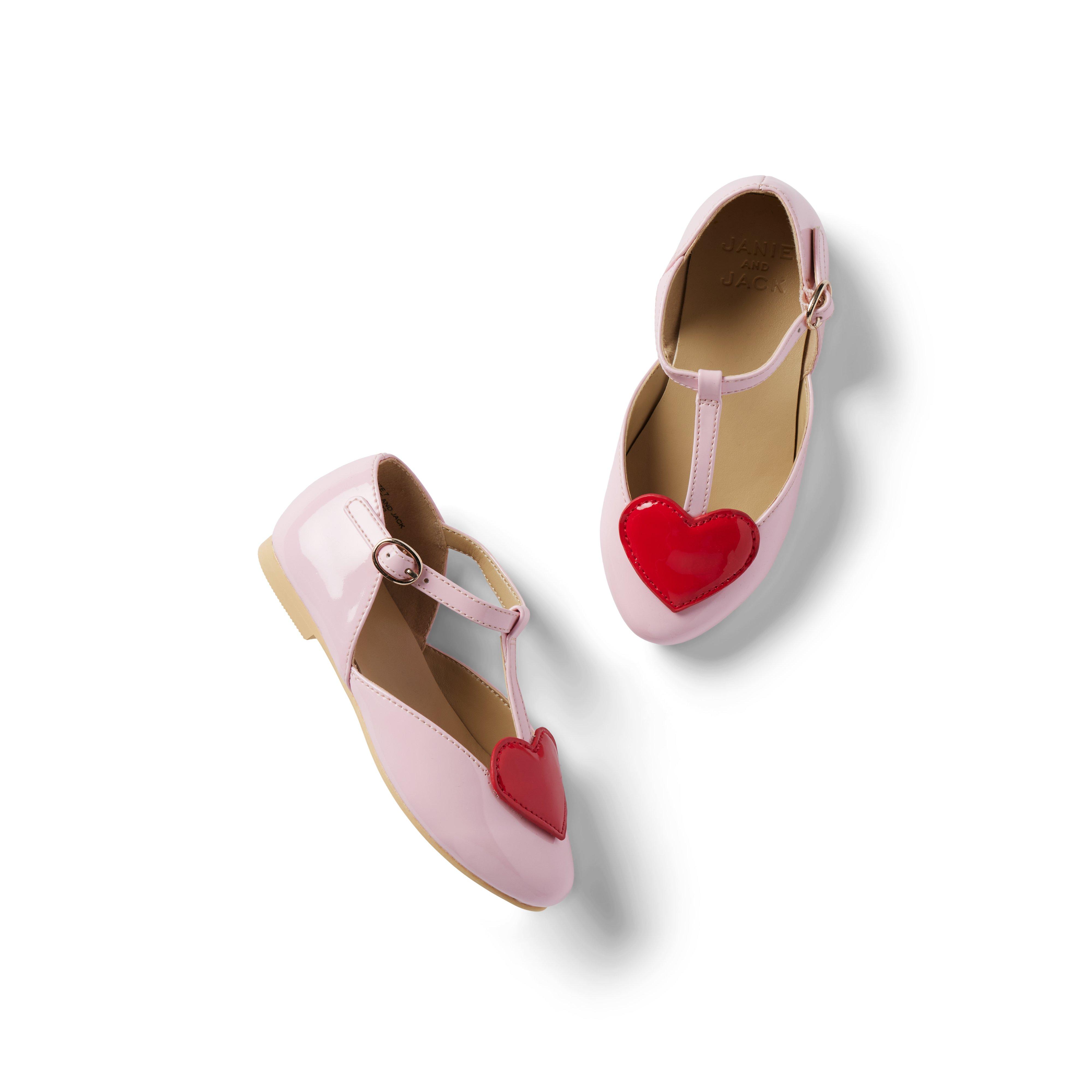 Patent Heart T-Strap Flat