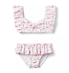 Flamingo Ruffle Recycled 2-Piece Swimsuit
