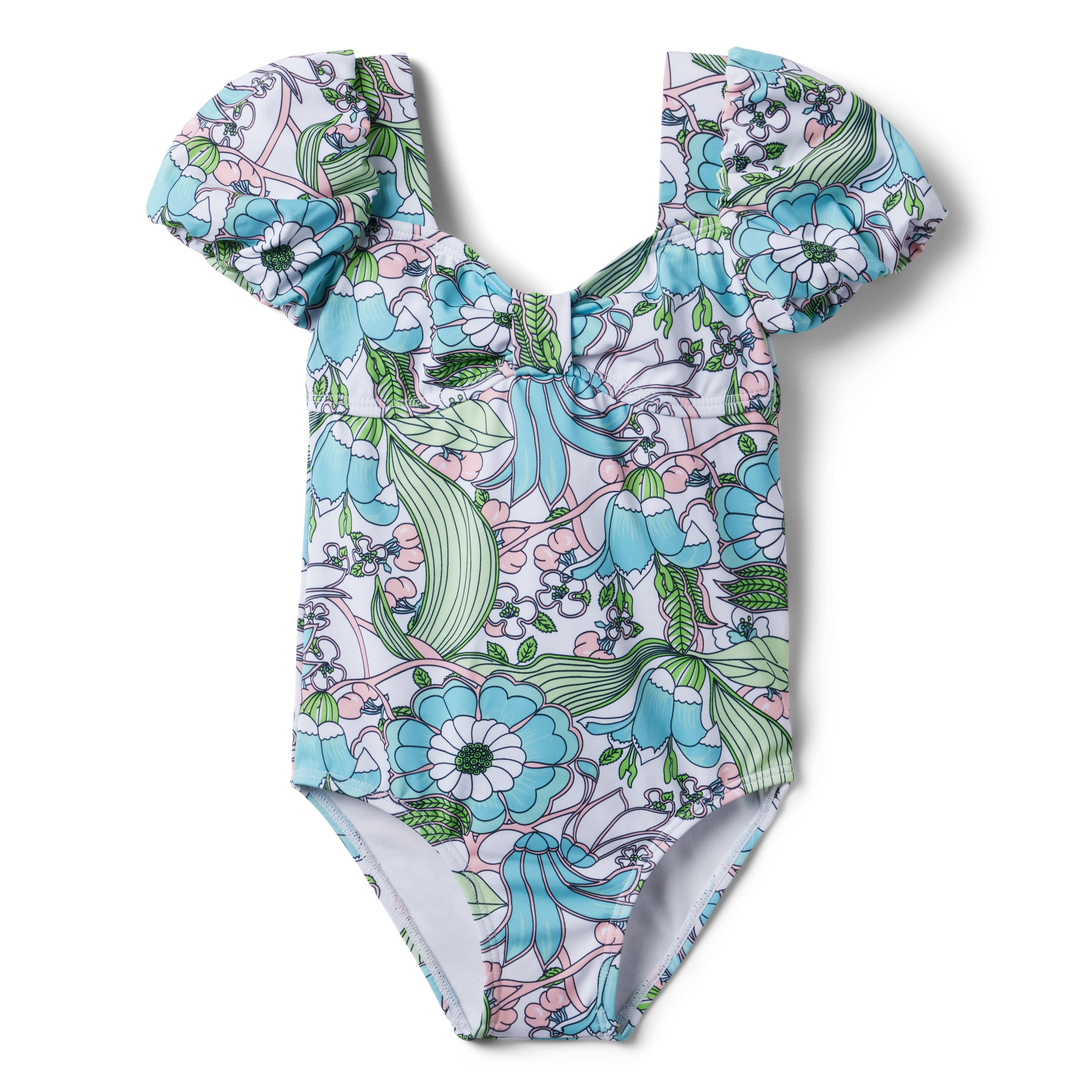 Recycled Floral Bubble Sleeve Swimsuit image number 0
