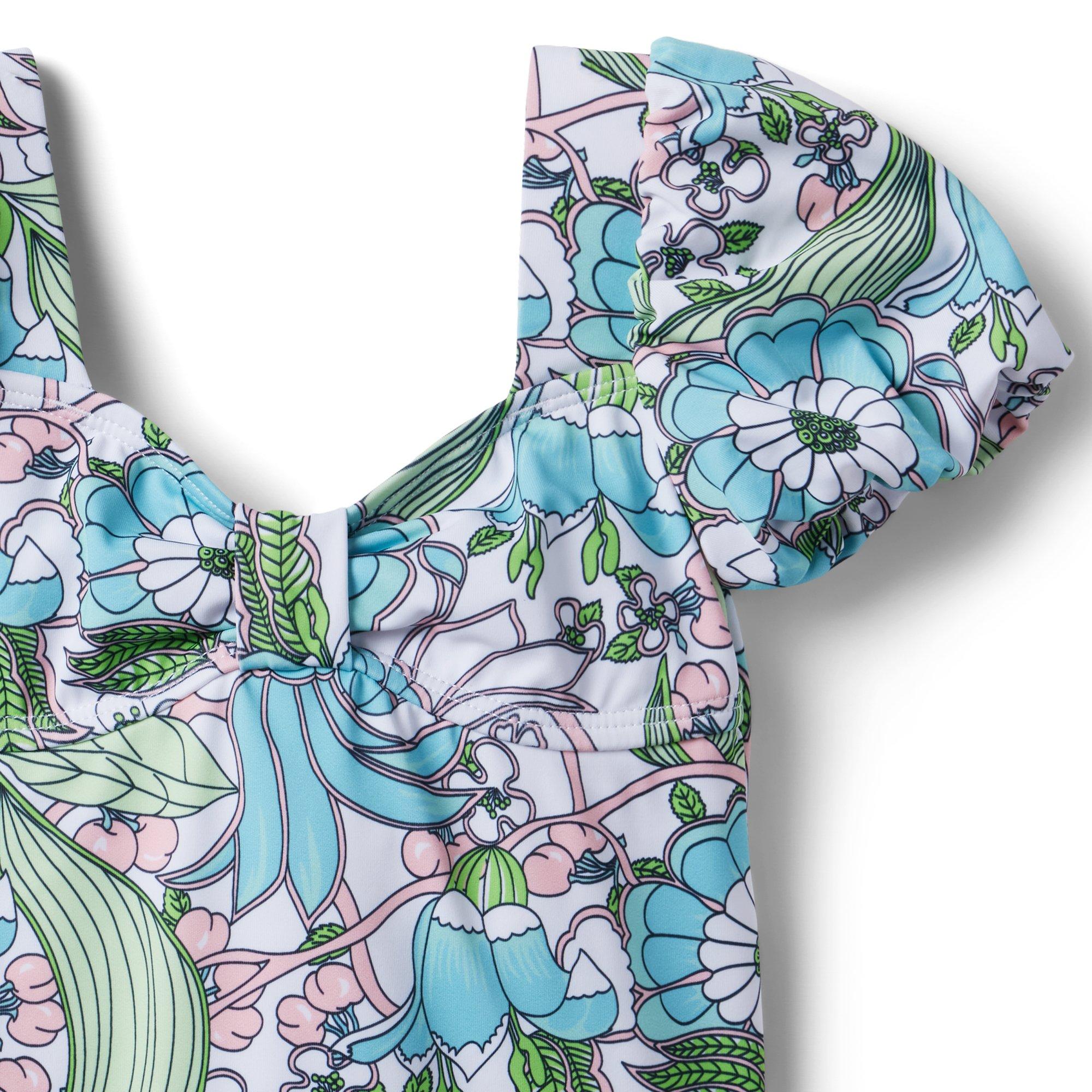 Recycled Floral Bubble Sleeve Swimsuit image number 2