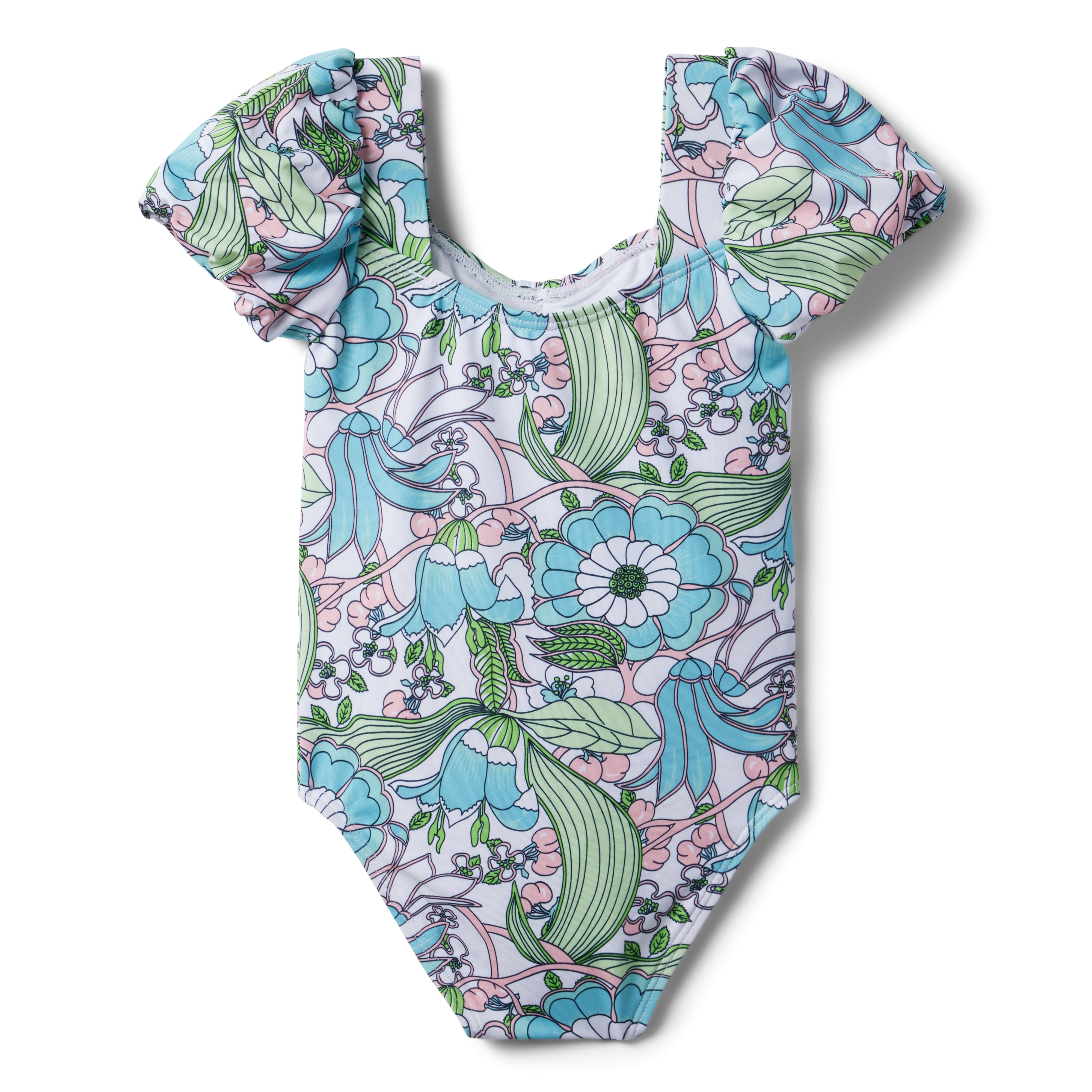 Recycled Floral Bubble Sleeve Swimsuit image number 1