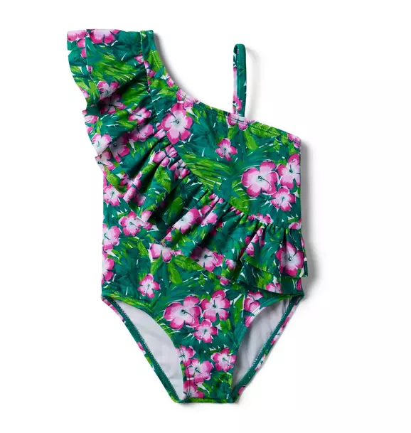 Recycled Hibiscus Ruffle Swimsuit