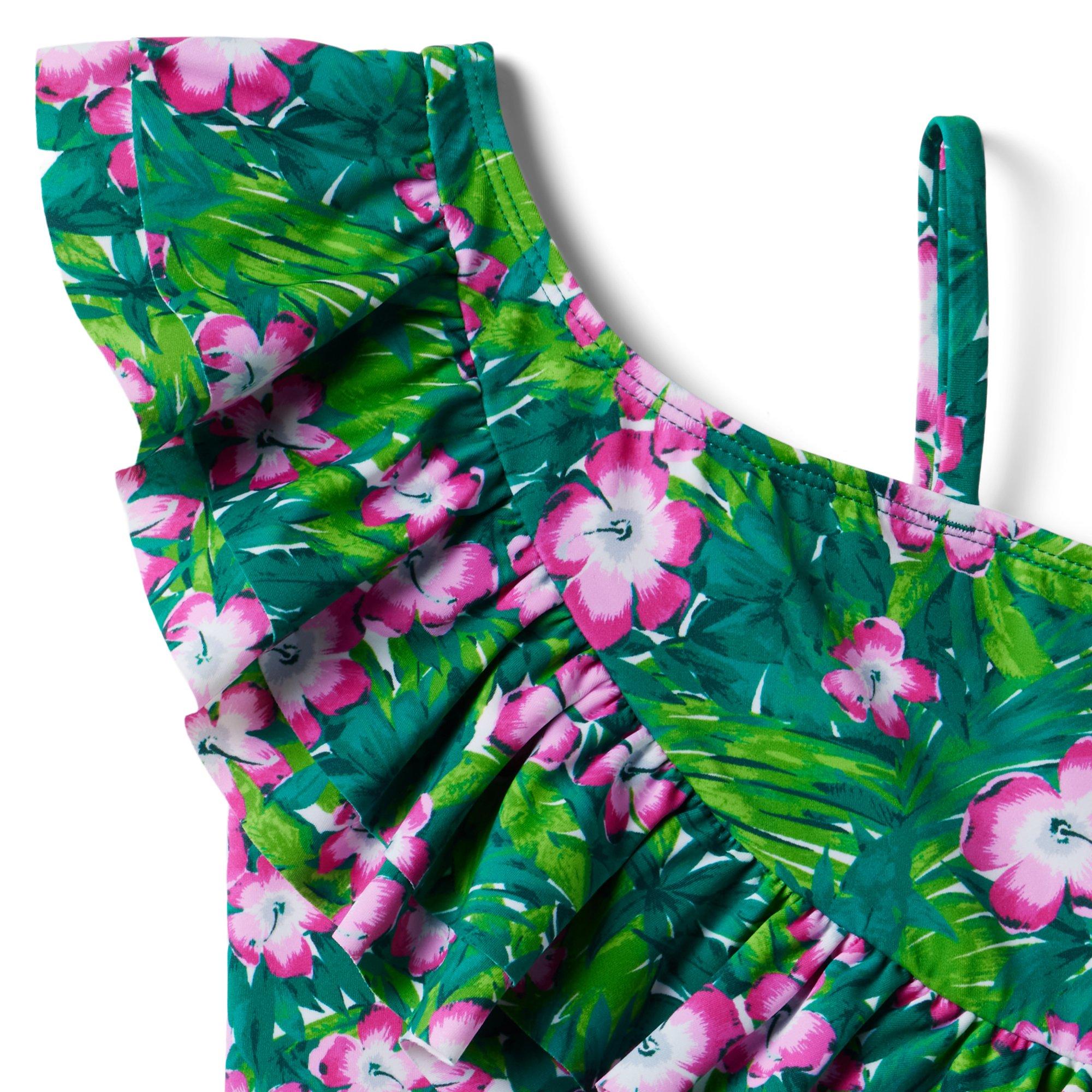Recycled Hibiscus Ruffle Swimsuit image number 3