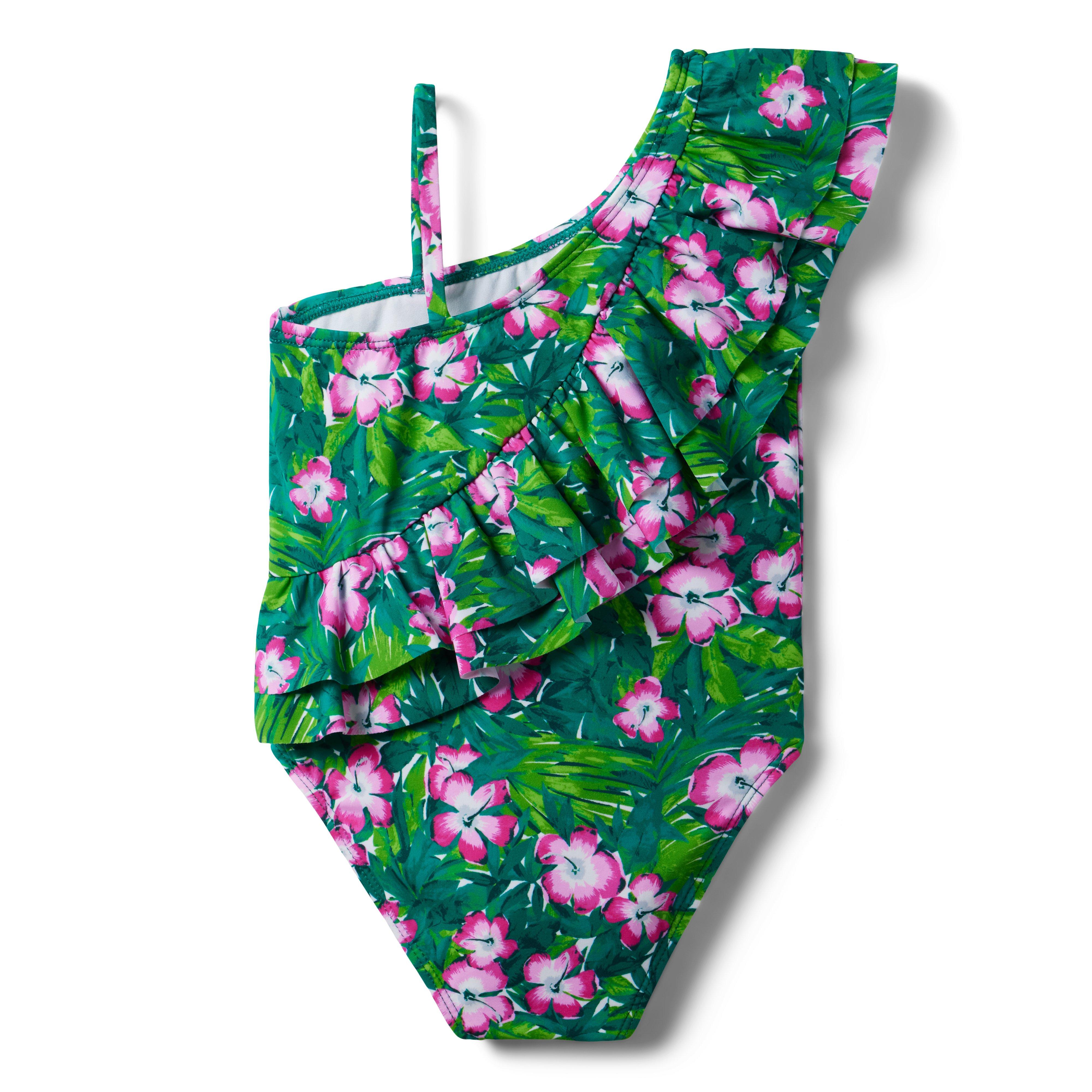 Recycled Hibiscus Ruffle Swimsuit image number 2