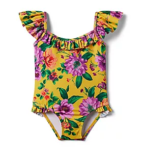 Recycled Floral Flutter Sleeve Swimsuit