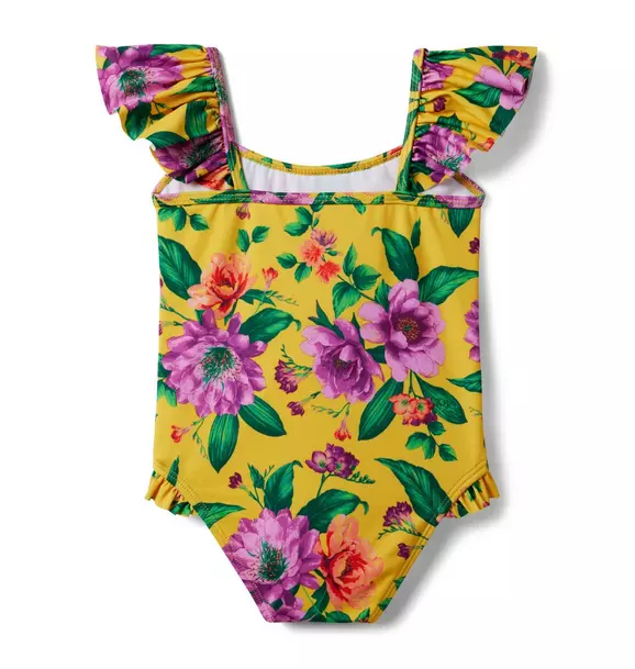 Recycled Floral Flutter Sleeve Swimsuit image number 1