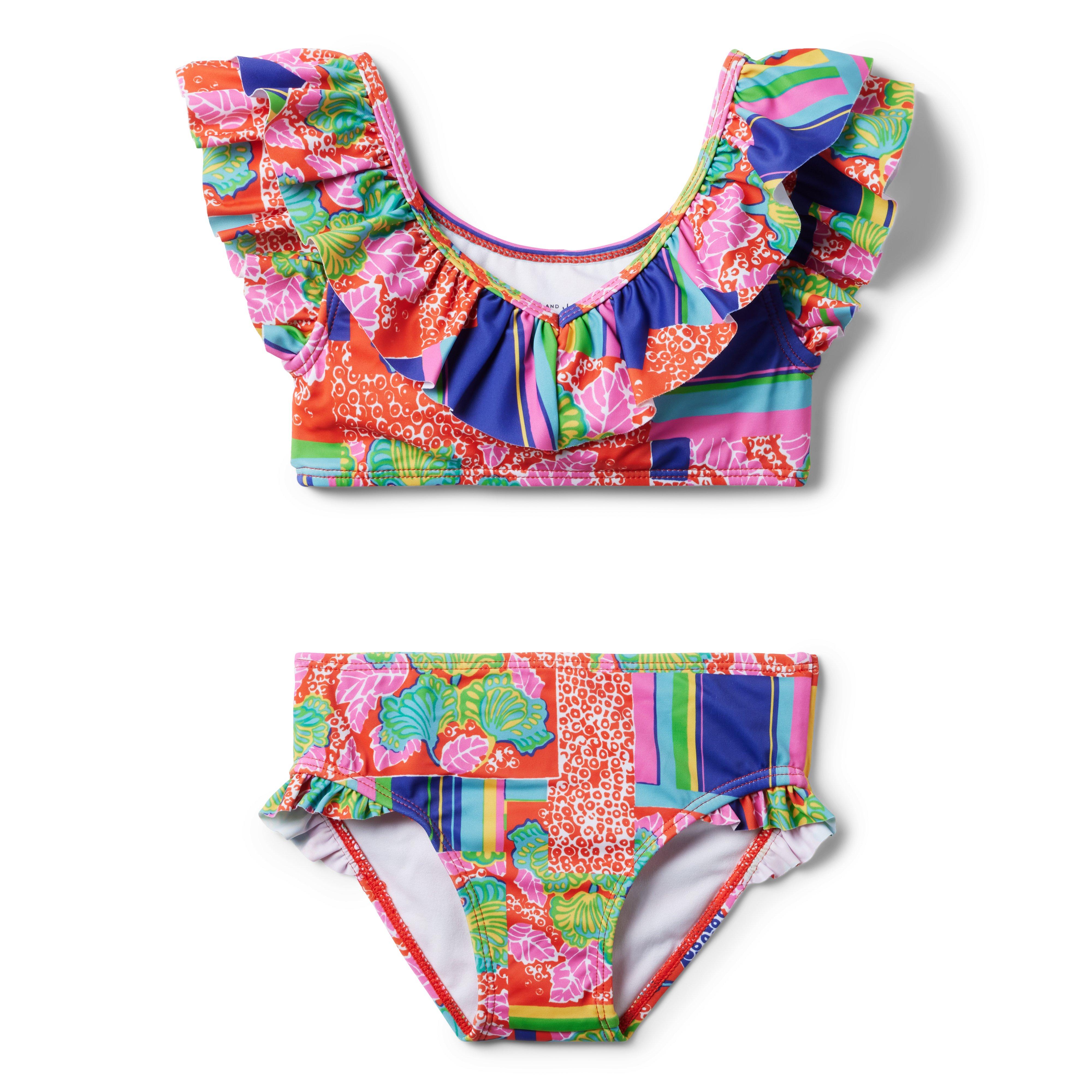 Recycled Patchwork Ruffle 2-Piece Swimsuit image number 0