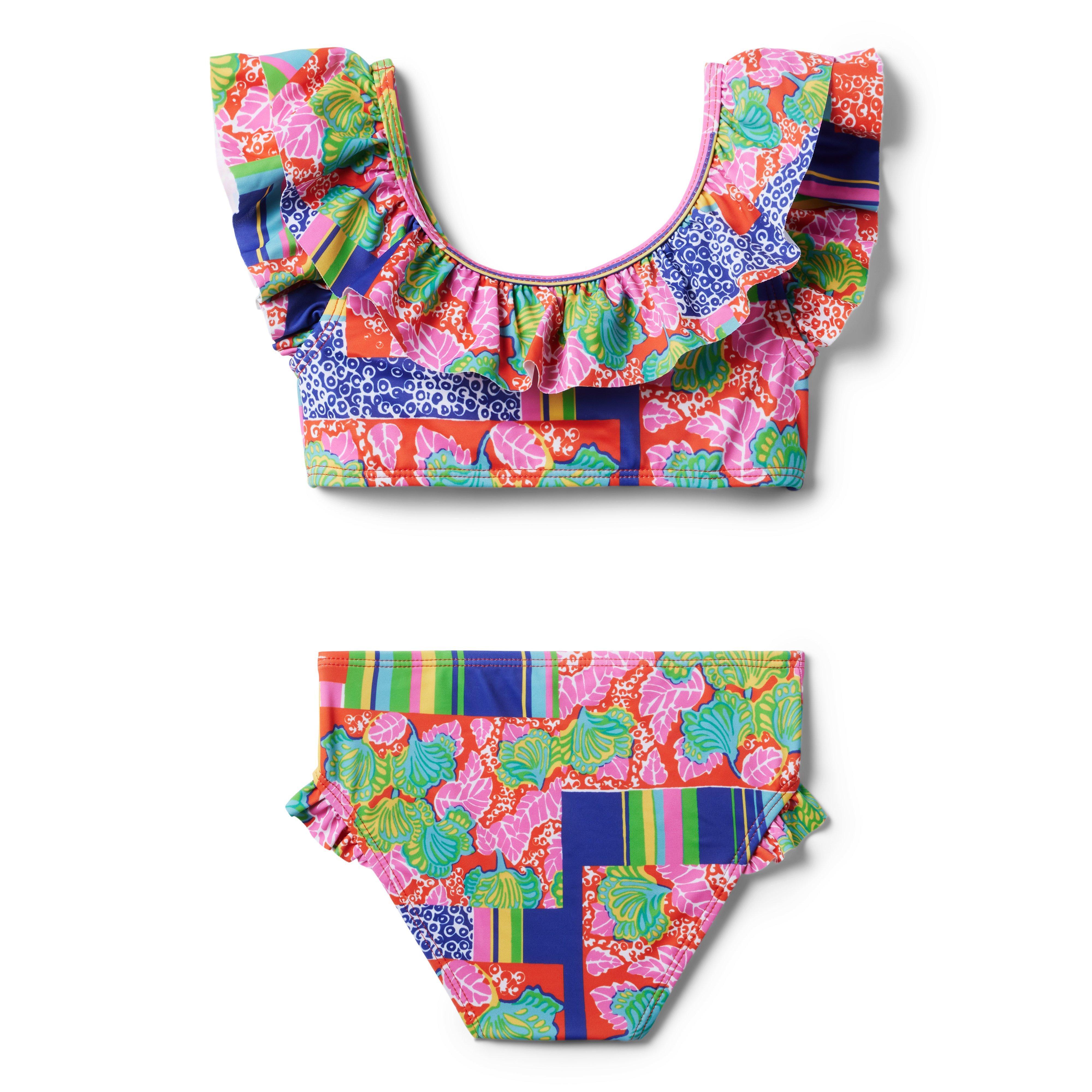 Recycled Patchwork Ruffle 2-Piece Swimsuit image number 1