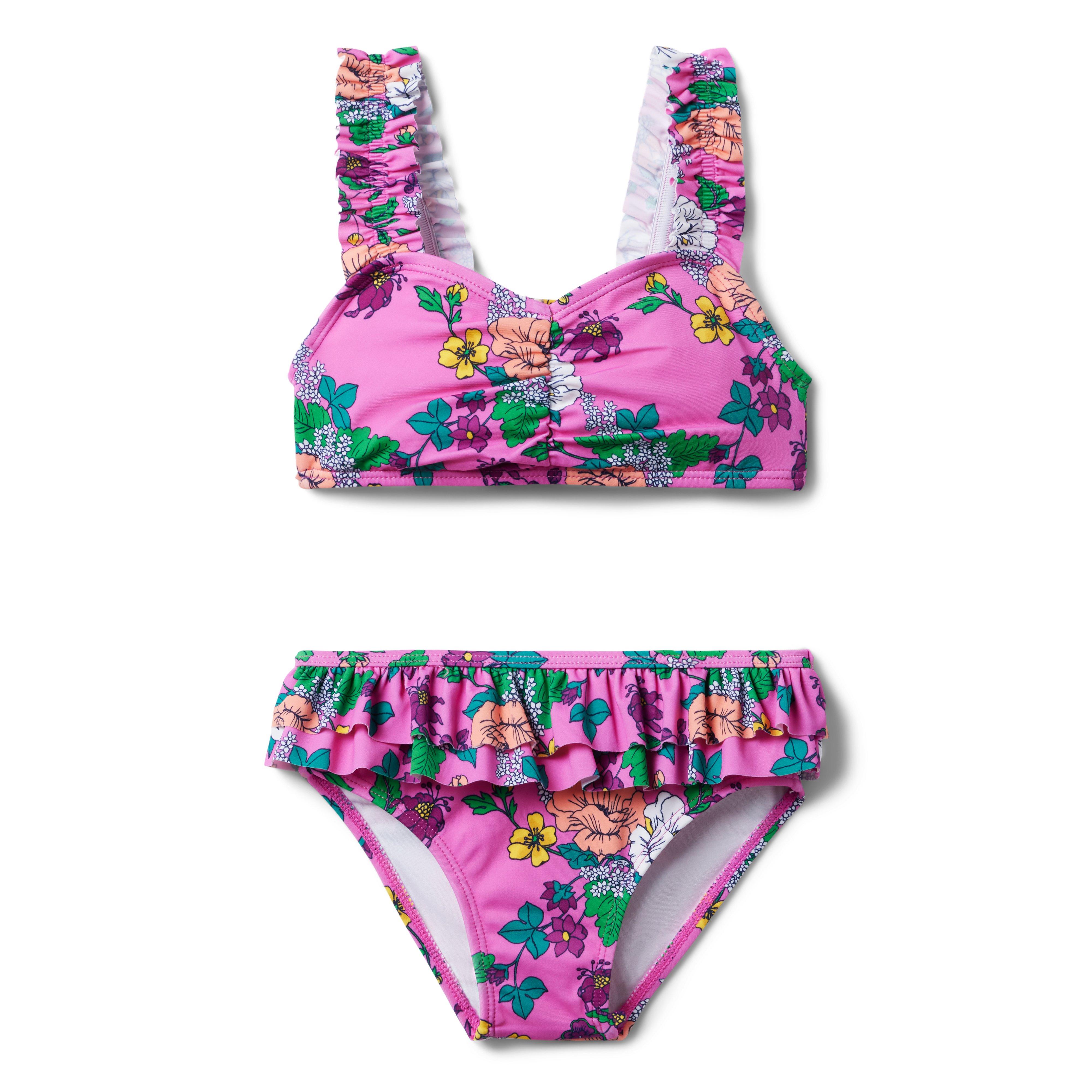 Recycled Floral Ruffle 2-Piece Swimsuit