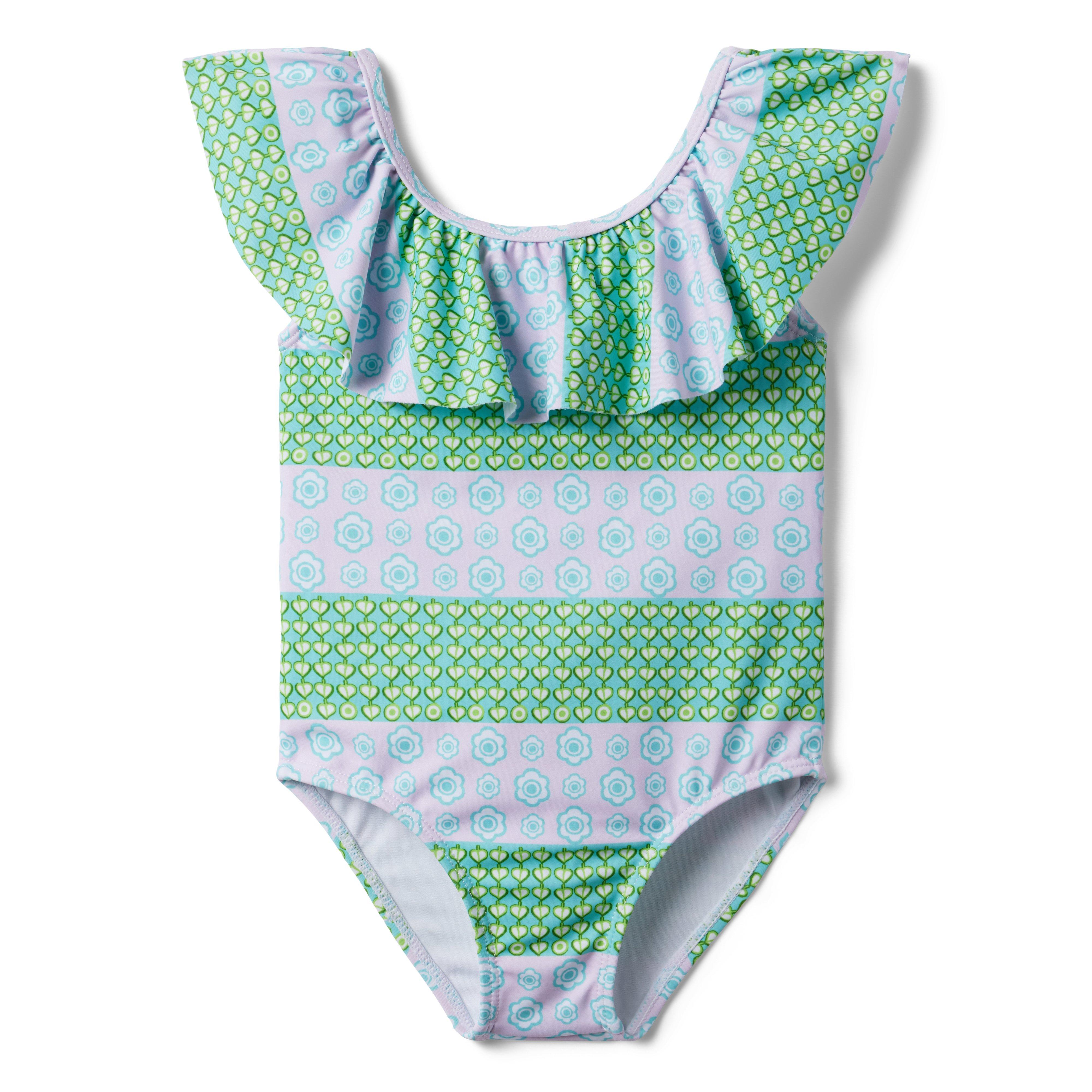 Recycled Geo Floral Striped Swimsuit image number 0