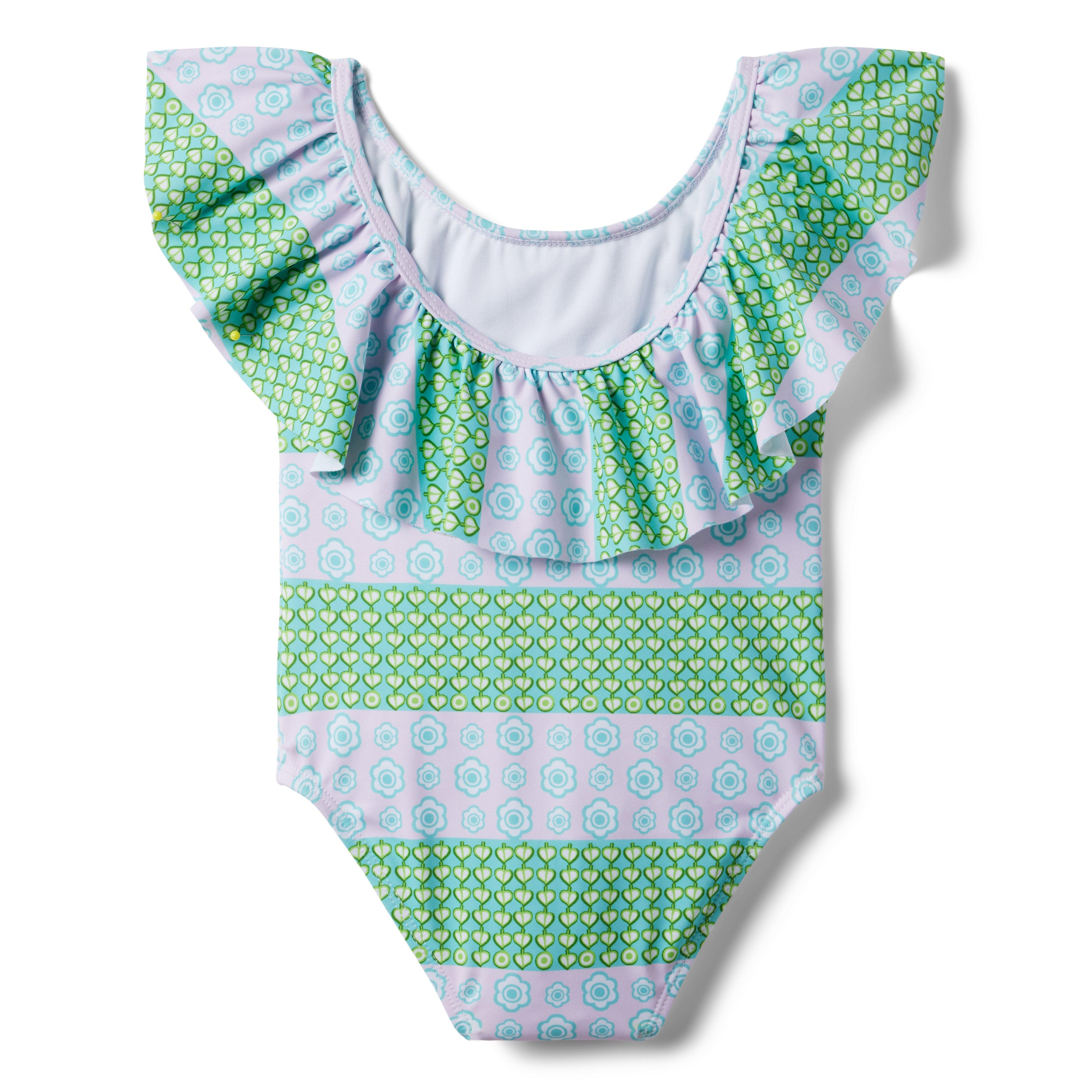 Recycled Geo Floral Striped Swimsuit image number 1