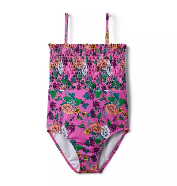 Recycled Floral Smocked Swimsuit