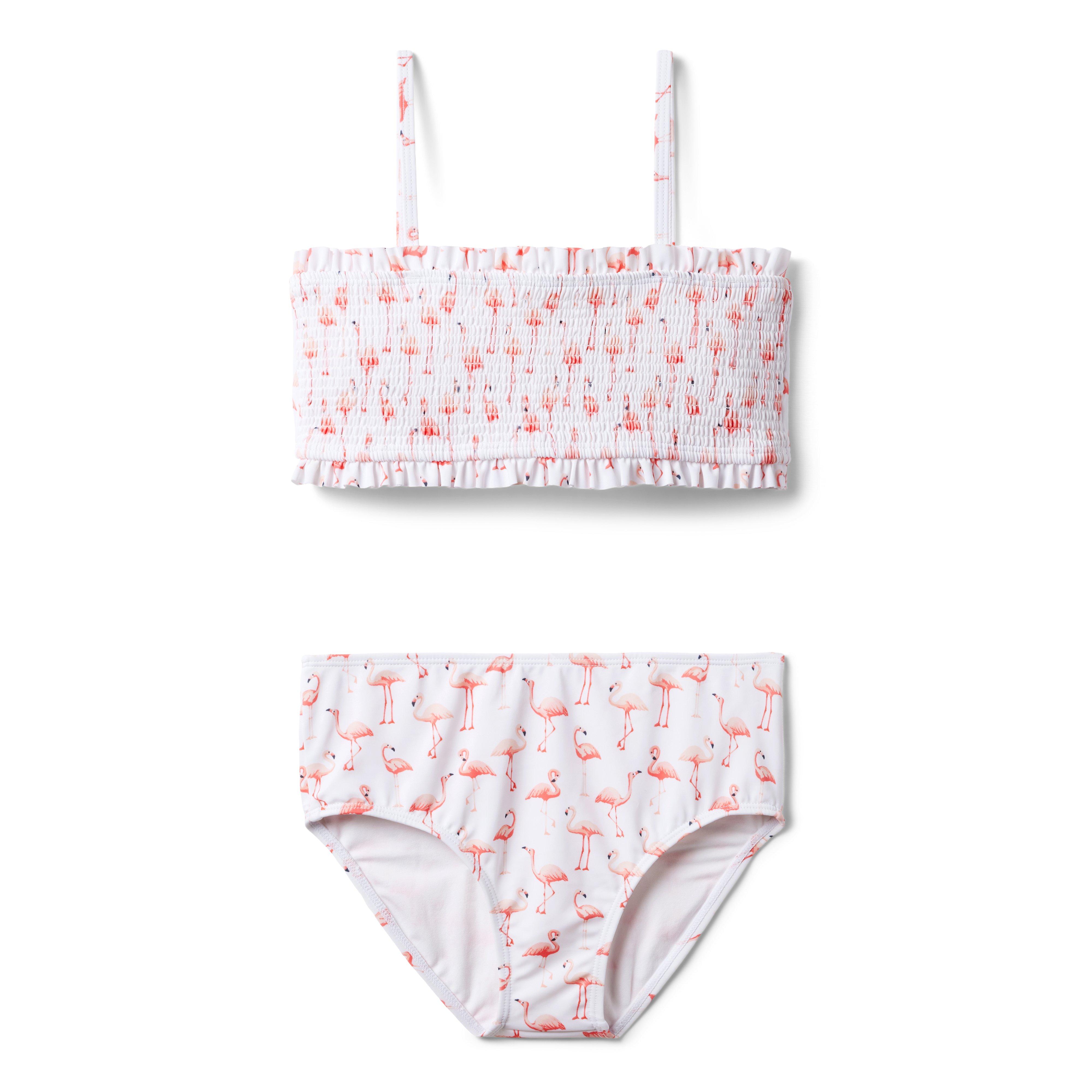 Recycled Flamingo Smocked 2-Piece Swimsuit