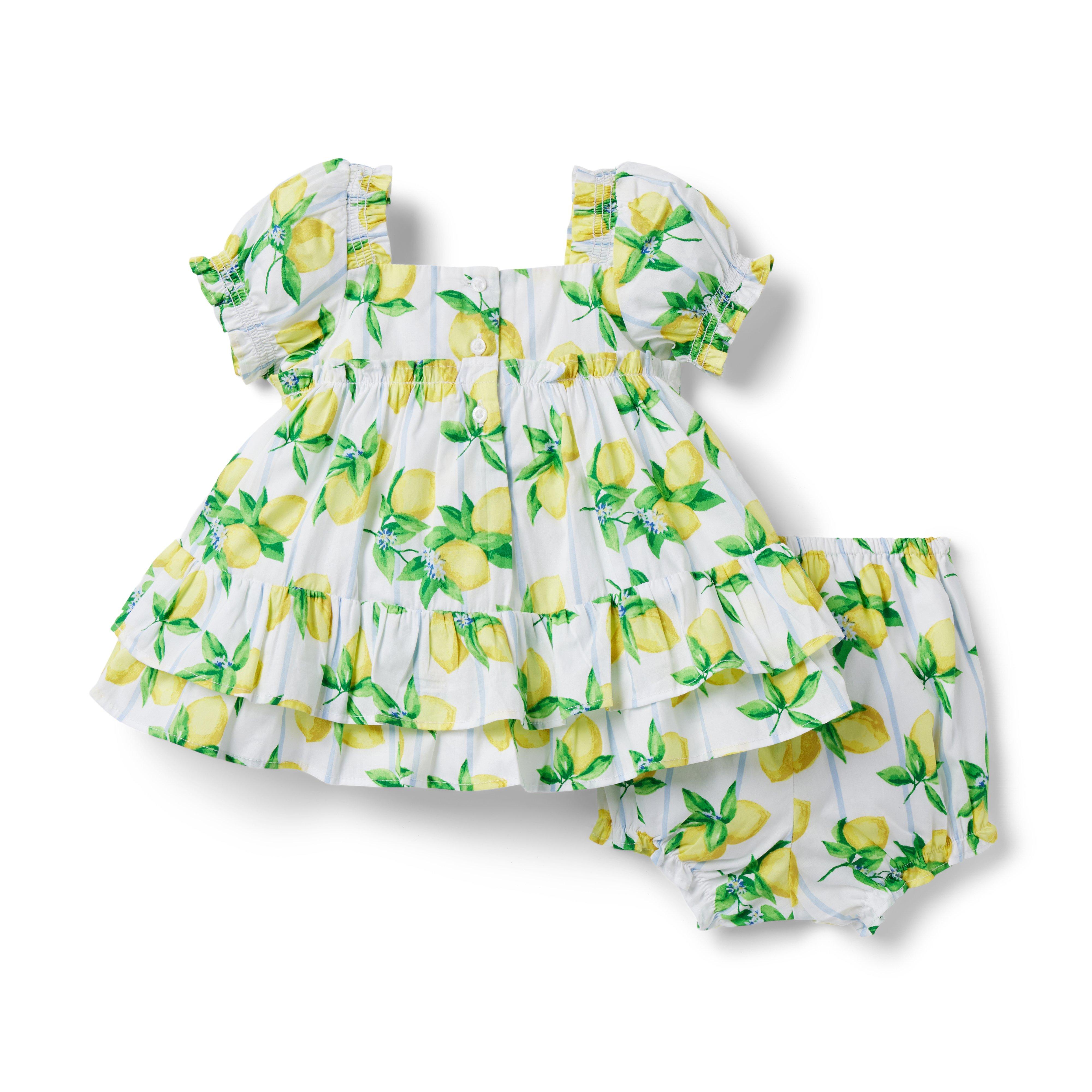 Newborn White Lemon Stripe Baby Lemon Stripe Ruffle Matching Set by ...