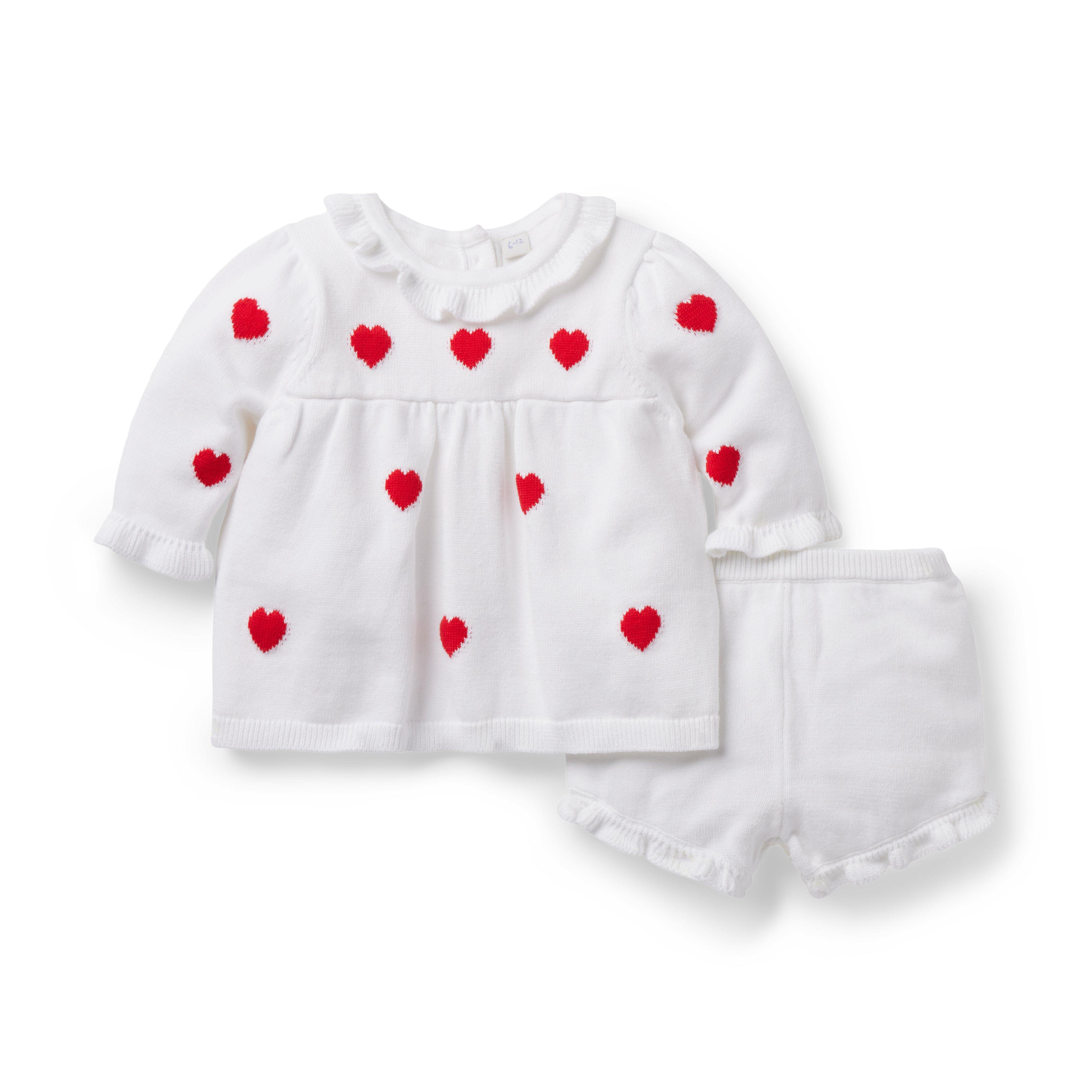 Newborn White Heart Baby Heart Sweater Matching Set by Janie and Jack