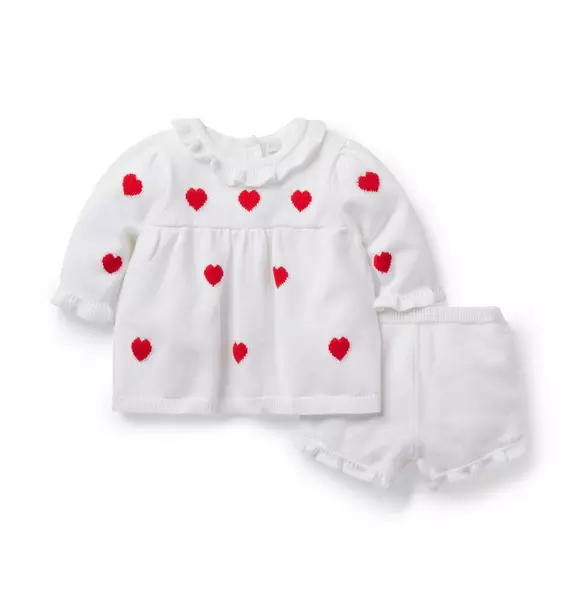Baby Heart Sweater Matching Set
