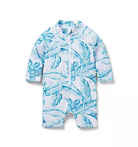 Baby Palm Leaf Recycled Rash Guard Swimsuit