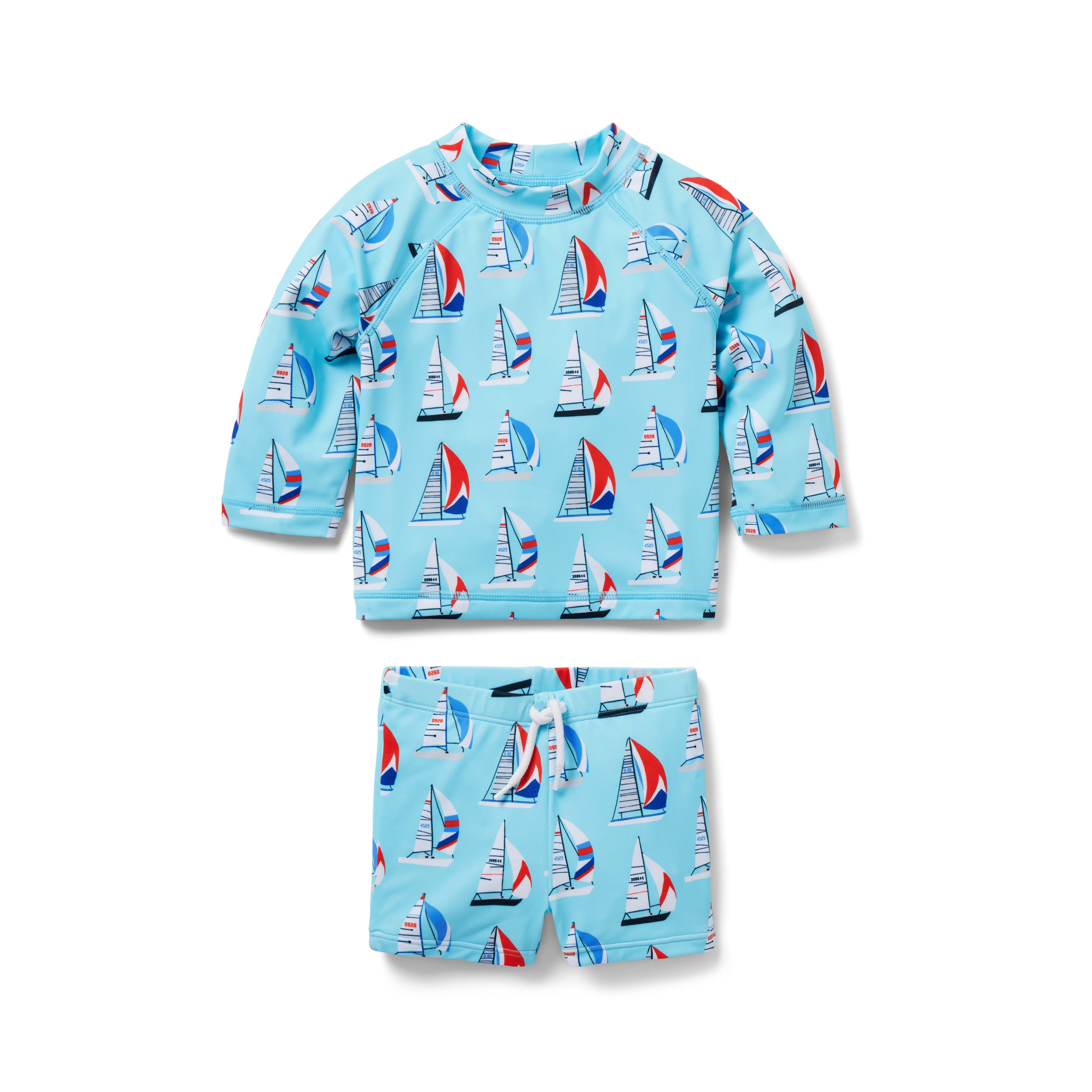 Baby Sailboat Recycled Rash Guard Set