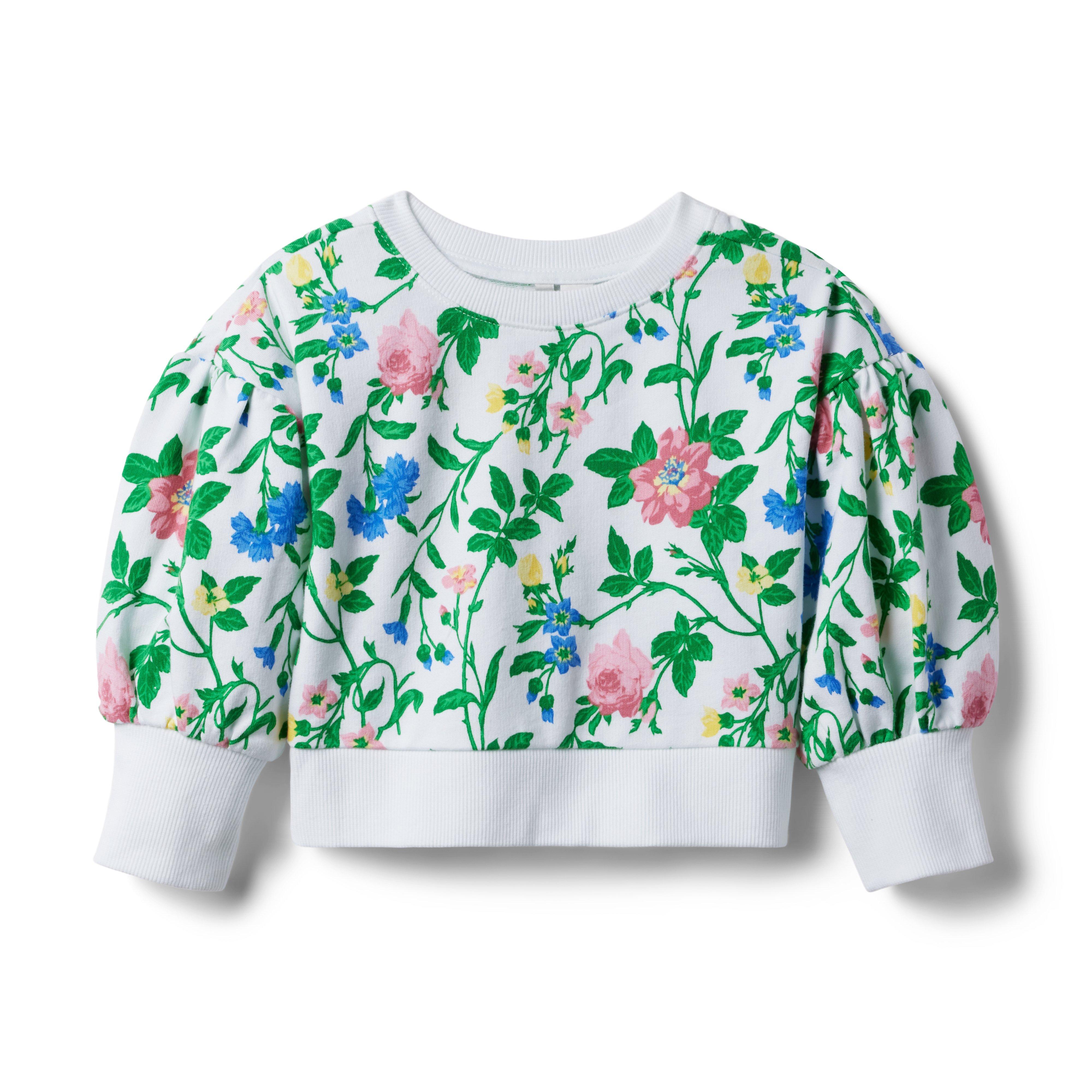 Floral Puff Sleeve French Terry Sweatshirt image number 0
