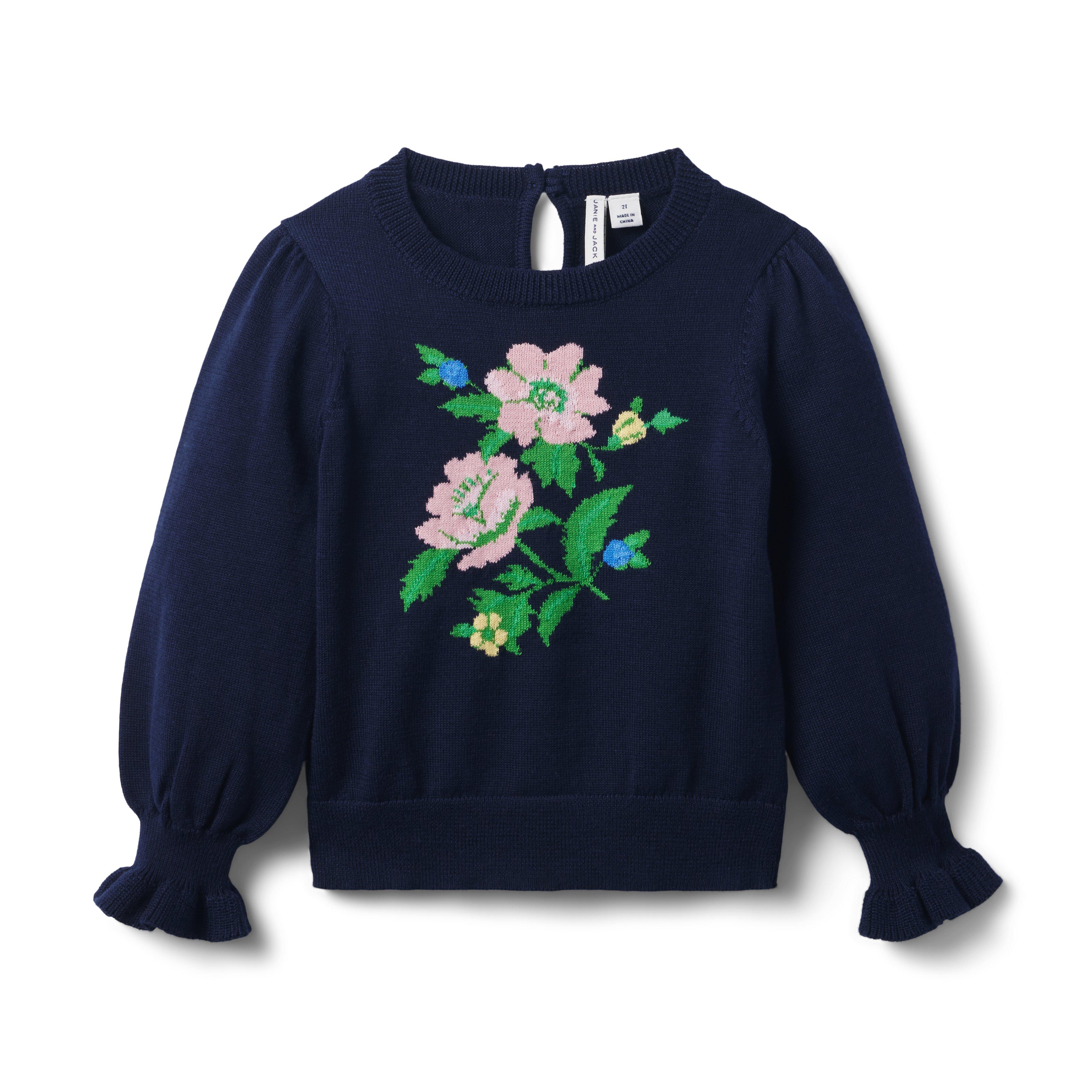 Floral Ruffle Cuff Sweater