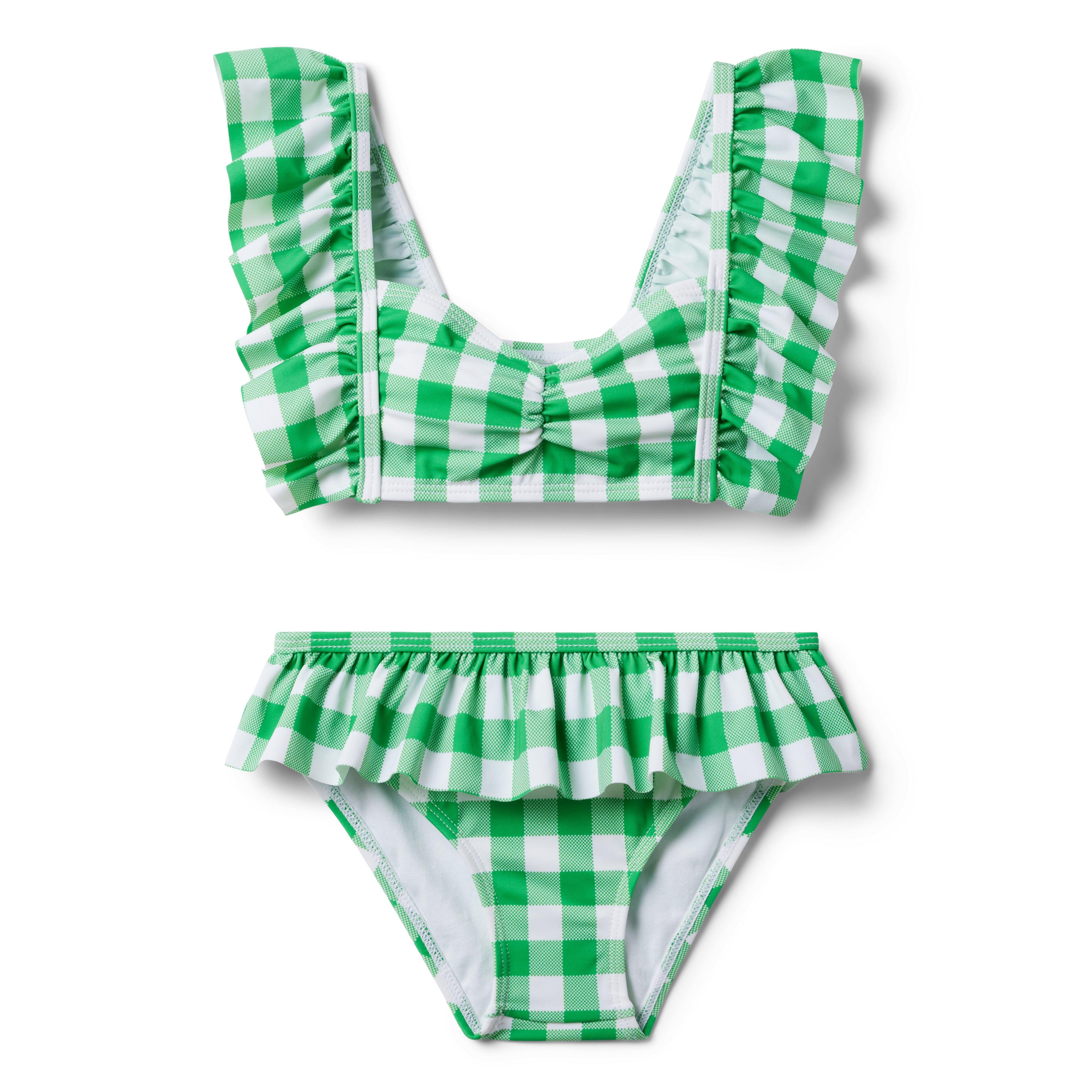 Girls' Gingham Check One Piece Swimsuit - Cat & Jack™ Green Xs : Target