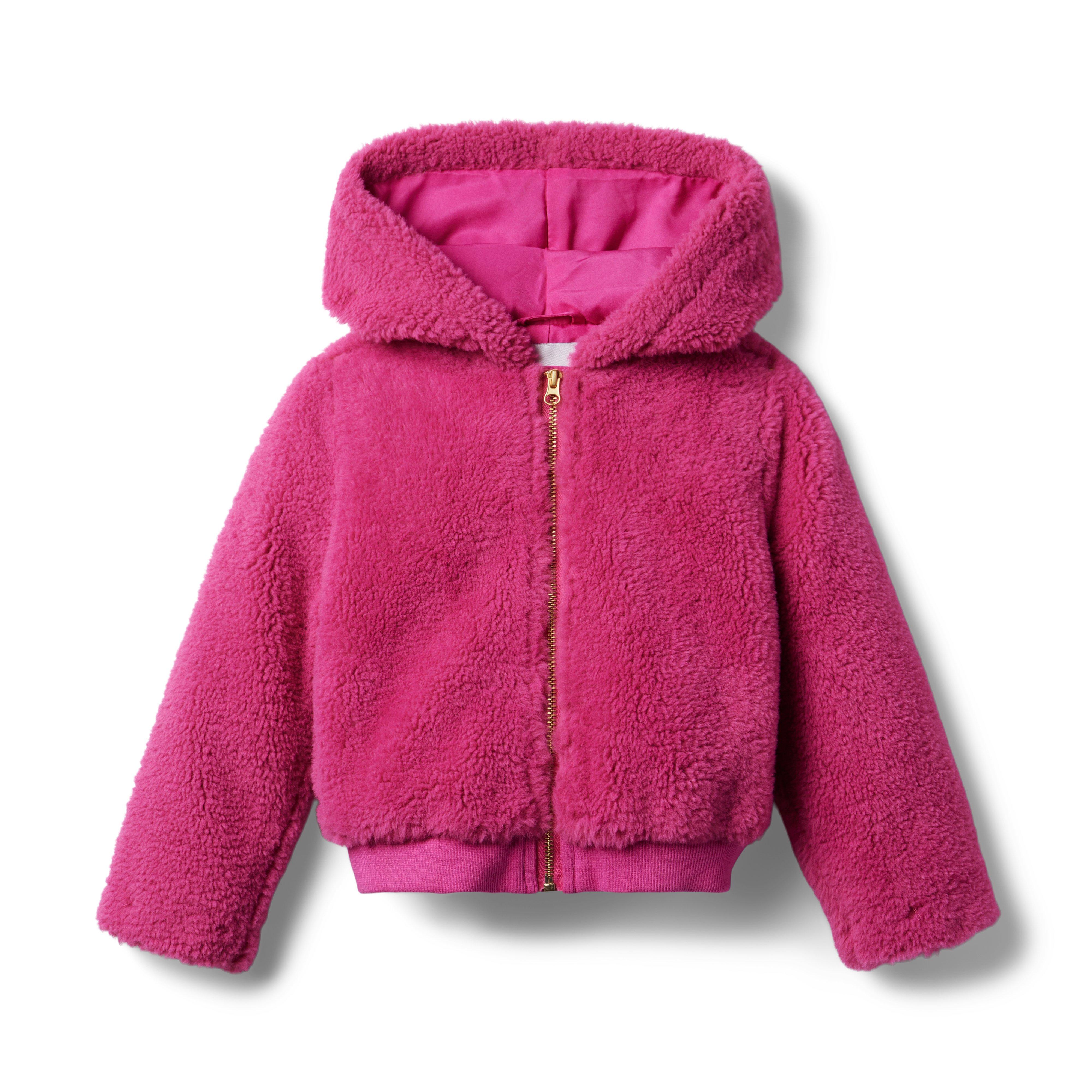 Girl Amara Pink Faux Fur Hooded Jacket by Janie and Jack