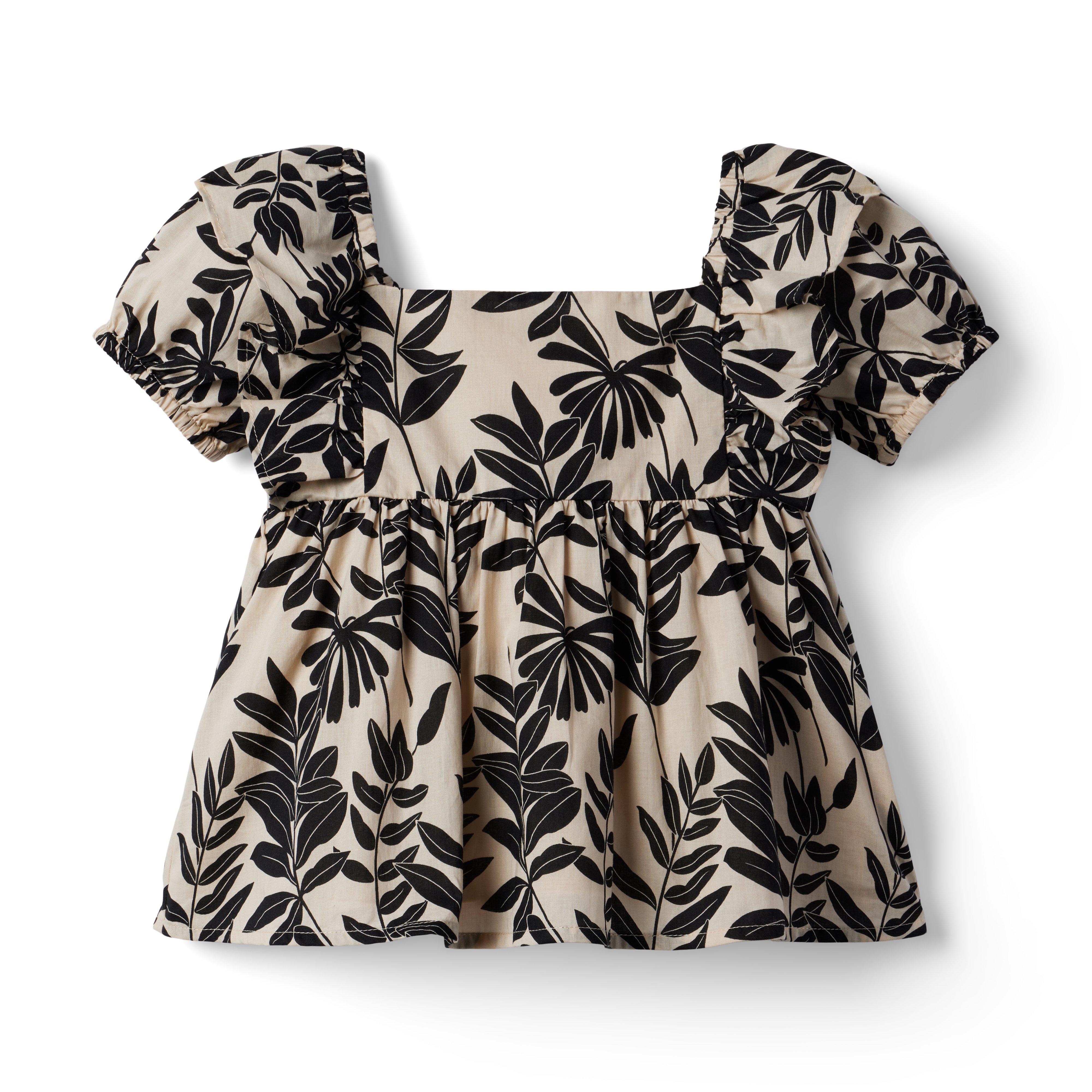 Palm Floral Puff Sleeve Top