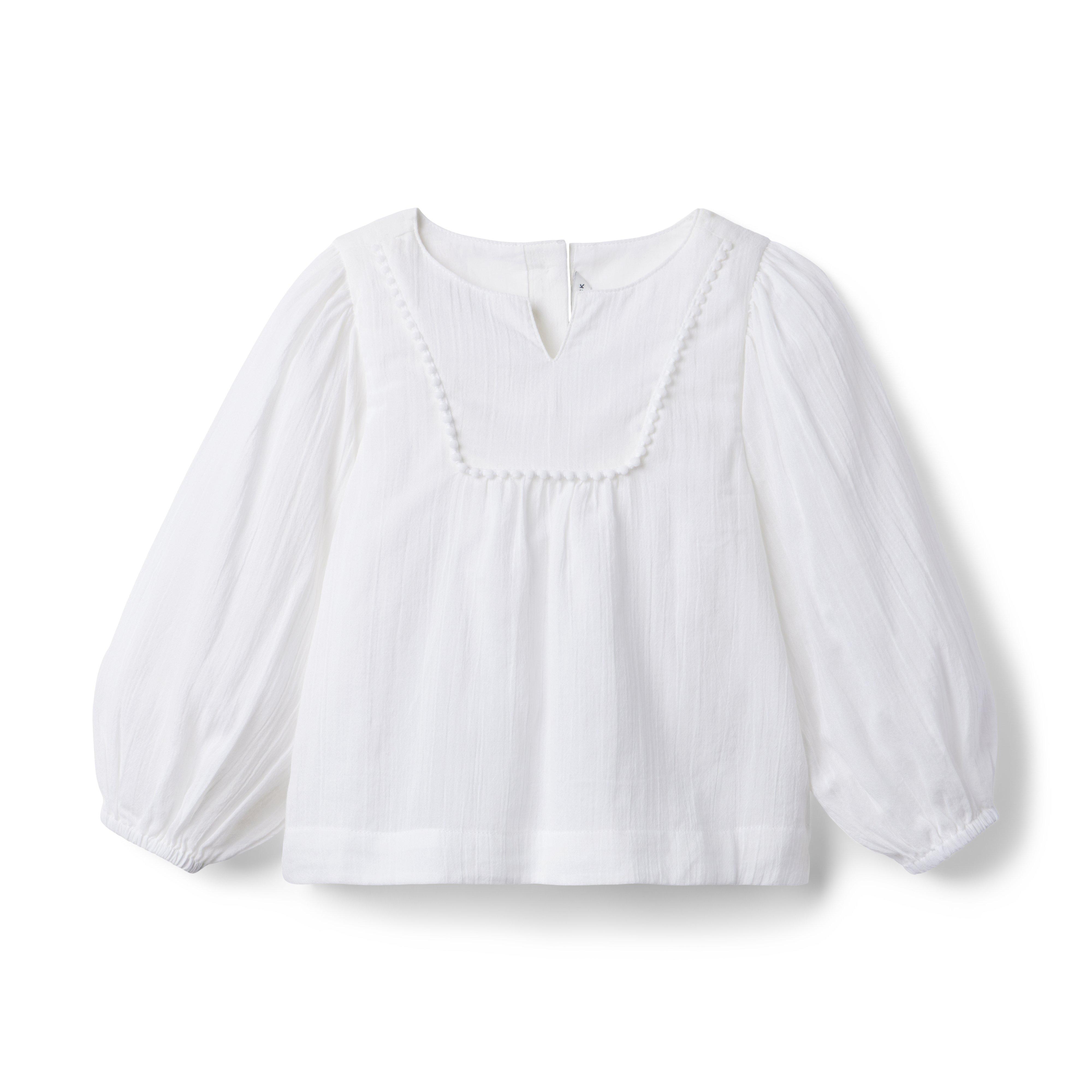 Pom Pom Trim Gauze Top image number 0