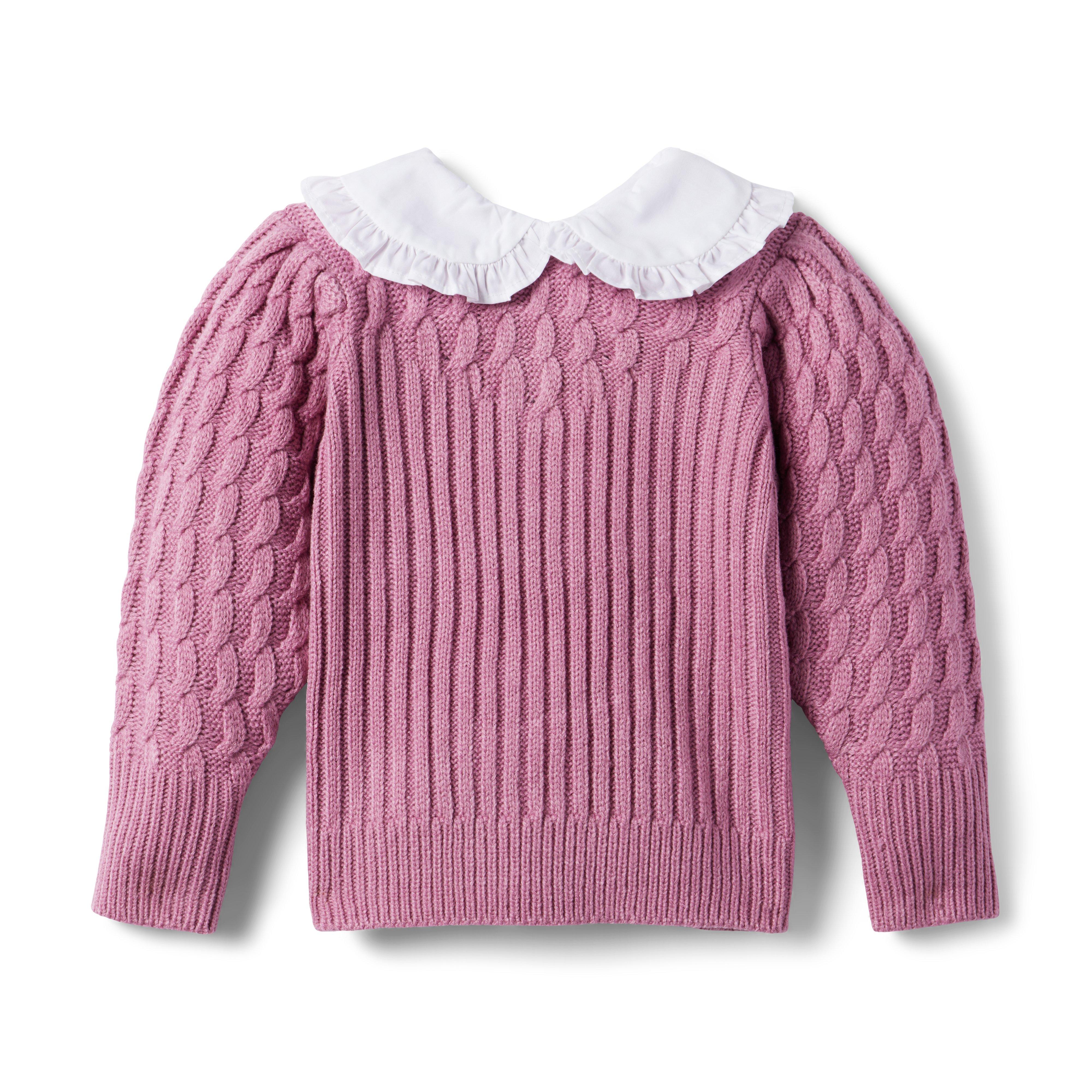 Girl Mauve Orchid Textured Ruffle Collar Sweater by Janie and Jack