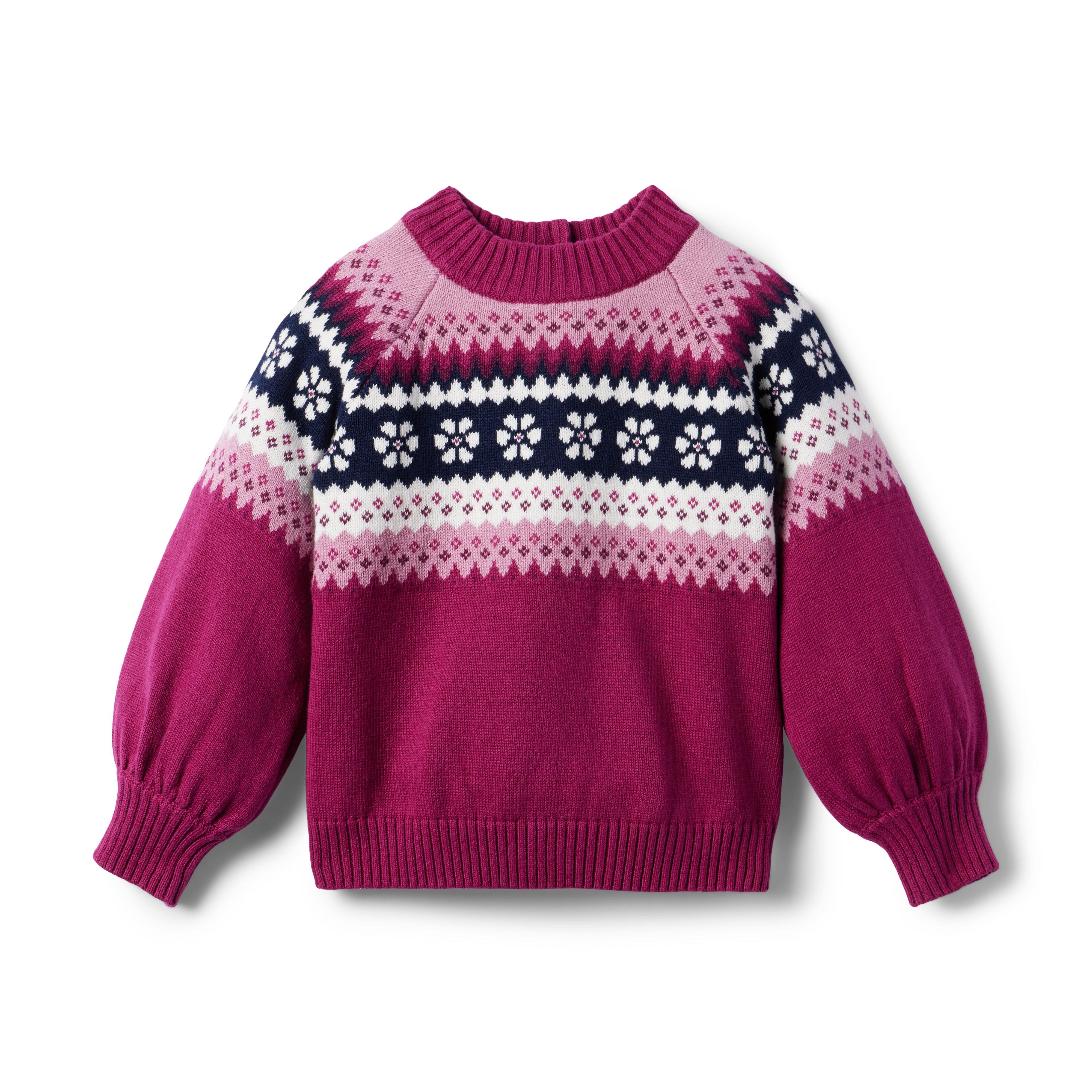 Girl Raspberry Radiance Fair Isle Fair Isle Sweater by Janie and Jack