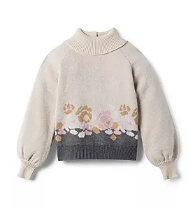 Floral Turtleneck Sweater